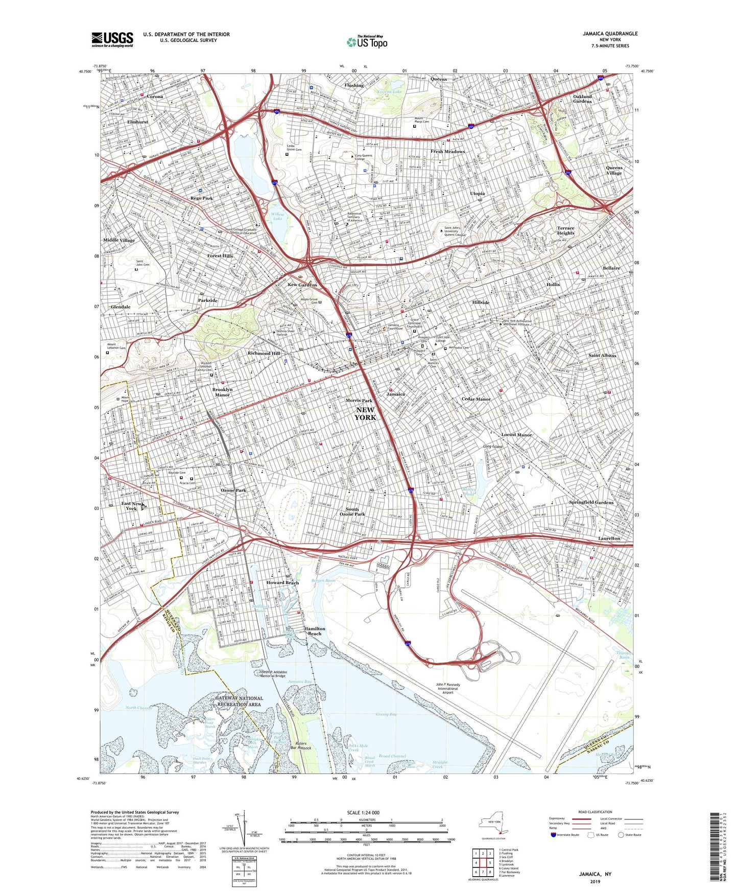 Jamaica New York US Topo Map Image