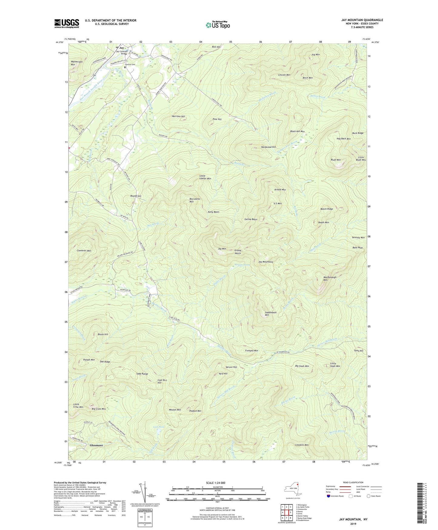 Jay Mountain New York US Topo Map Image