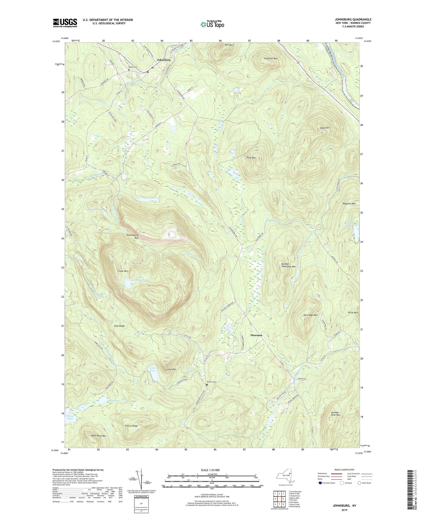 Johnsburg New York US Topo Map Image
