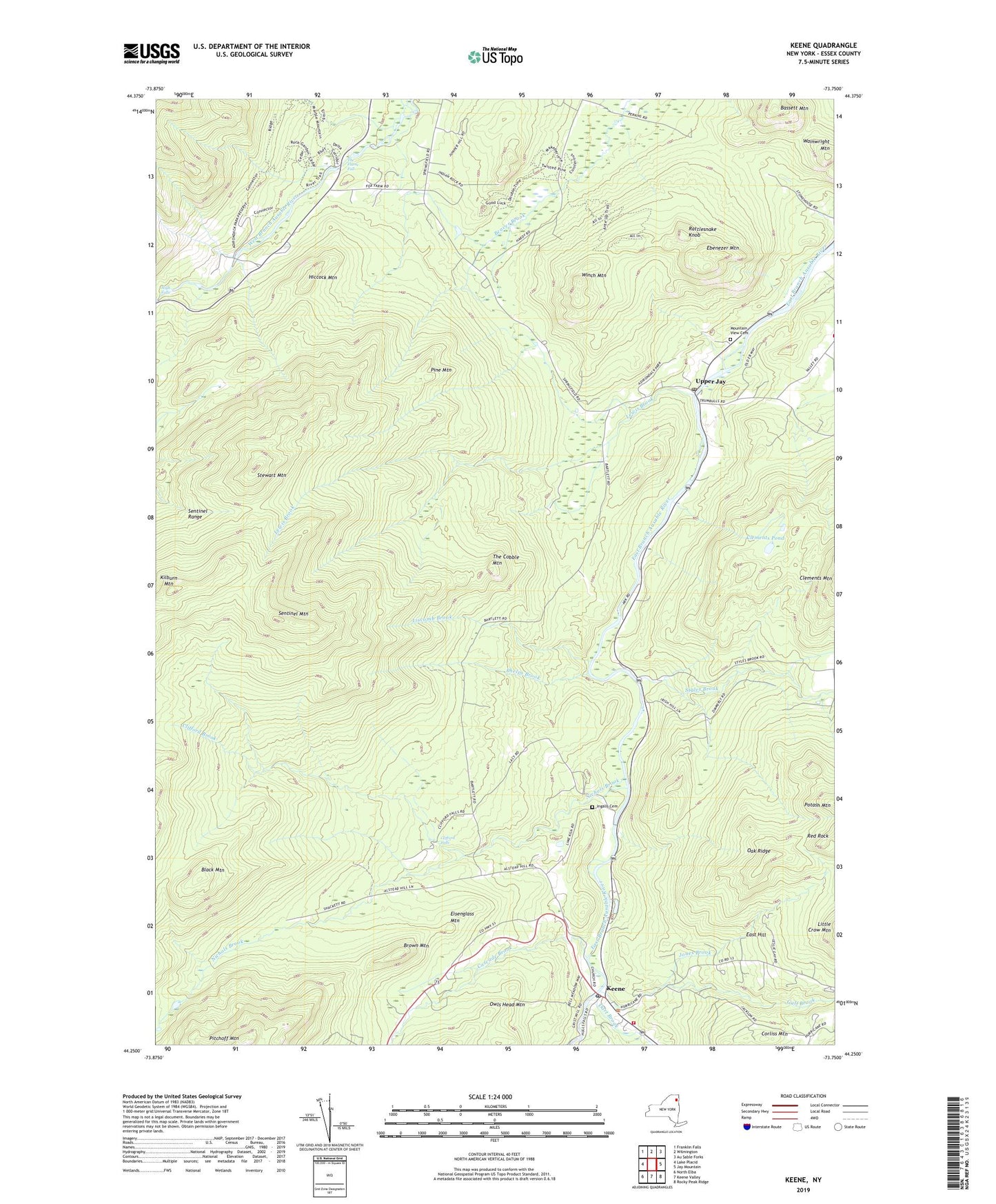 Keene New York US Topo Map Image