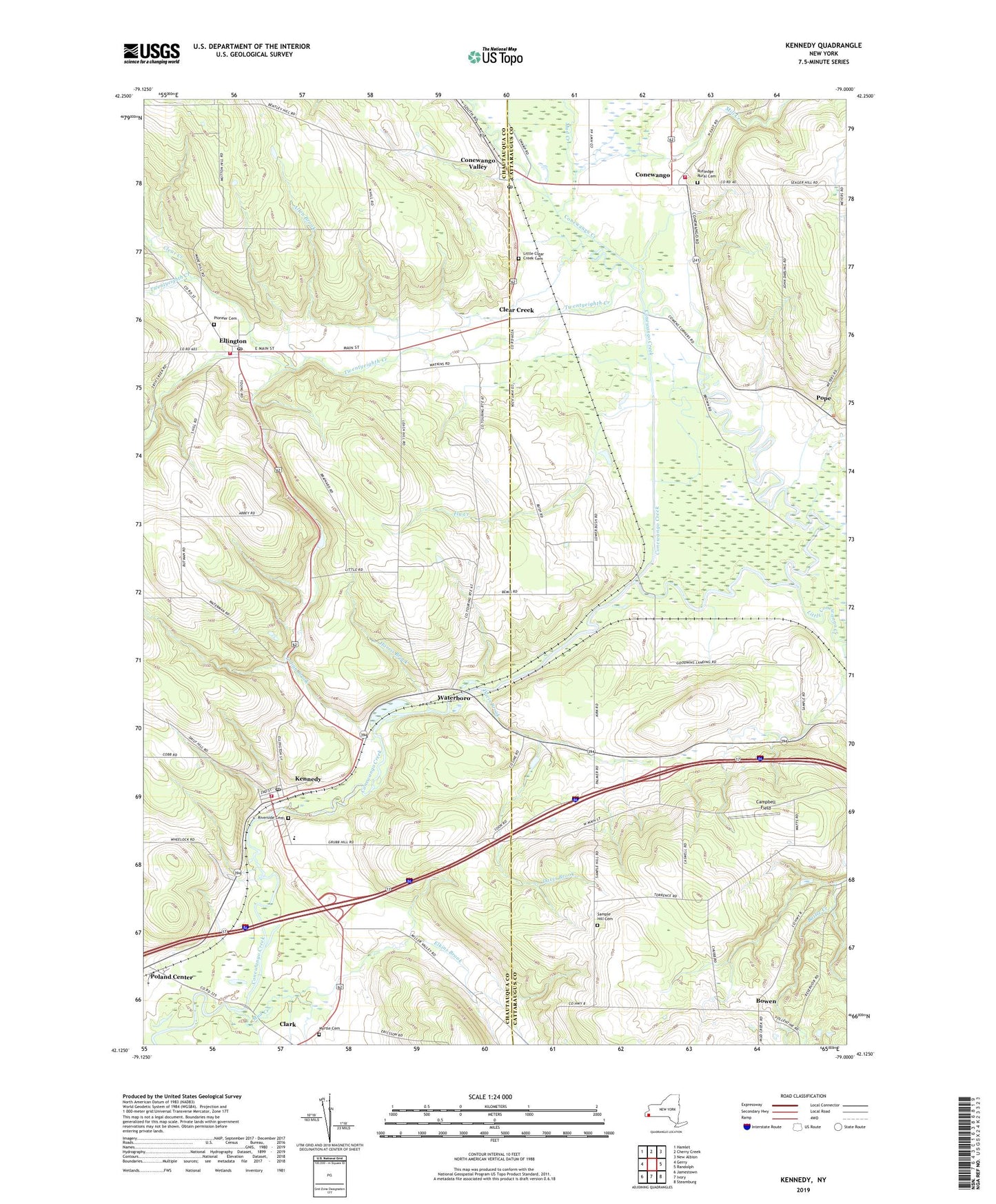 Kennedy New York US Topo Map Image