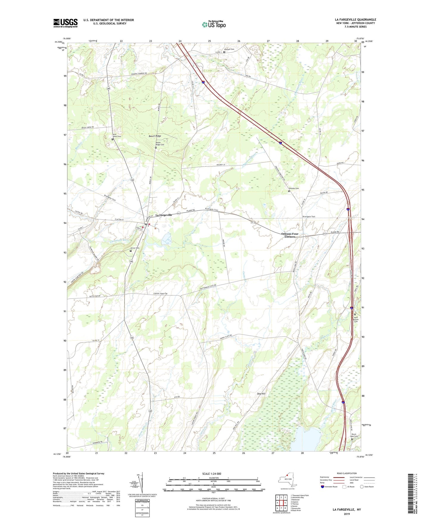 La Fargeville New York US Topo Map Image