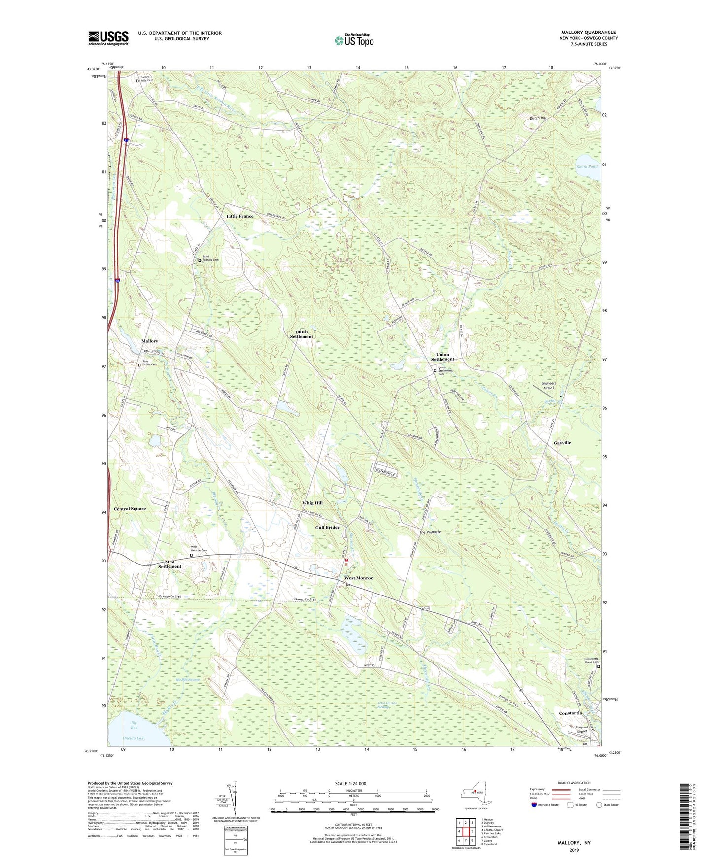 Mallory New York US Topo Map Image
