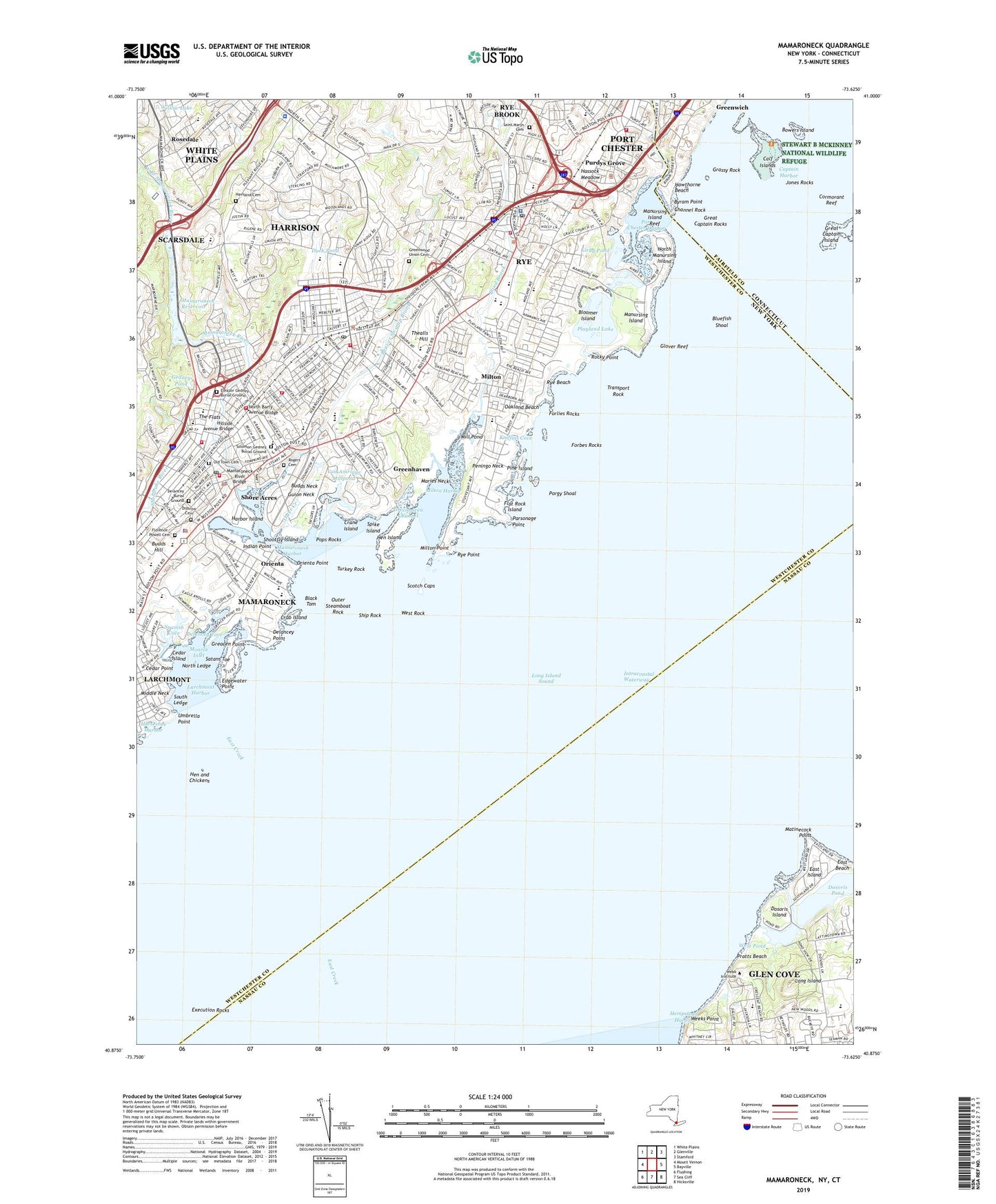 Mamaroneck New York US Topo Map Image
