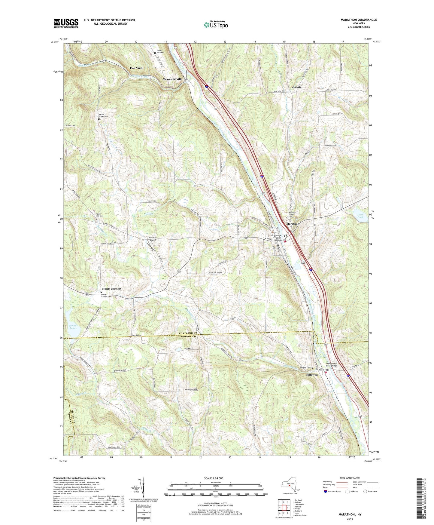 Marathon New York US Topo Map Image