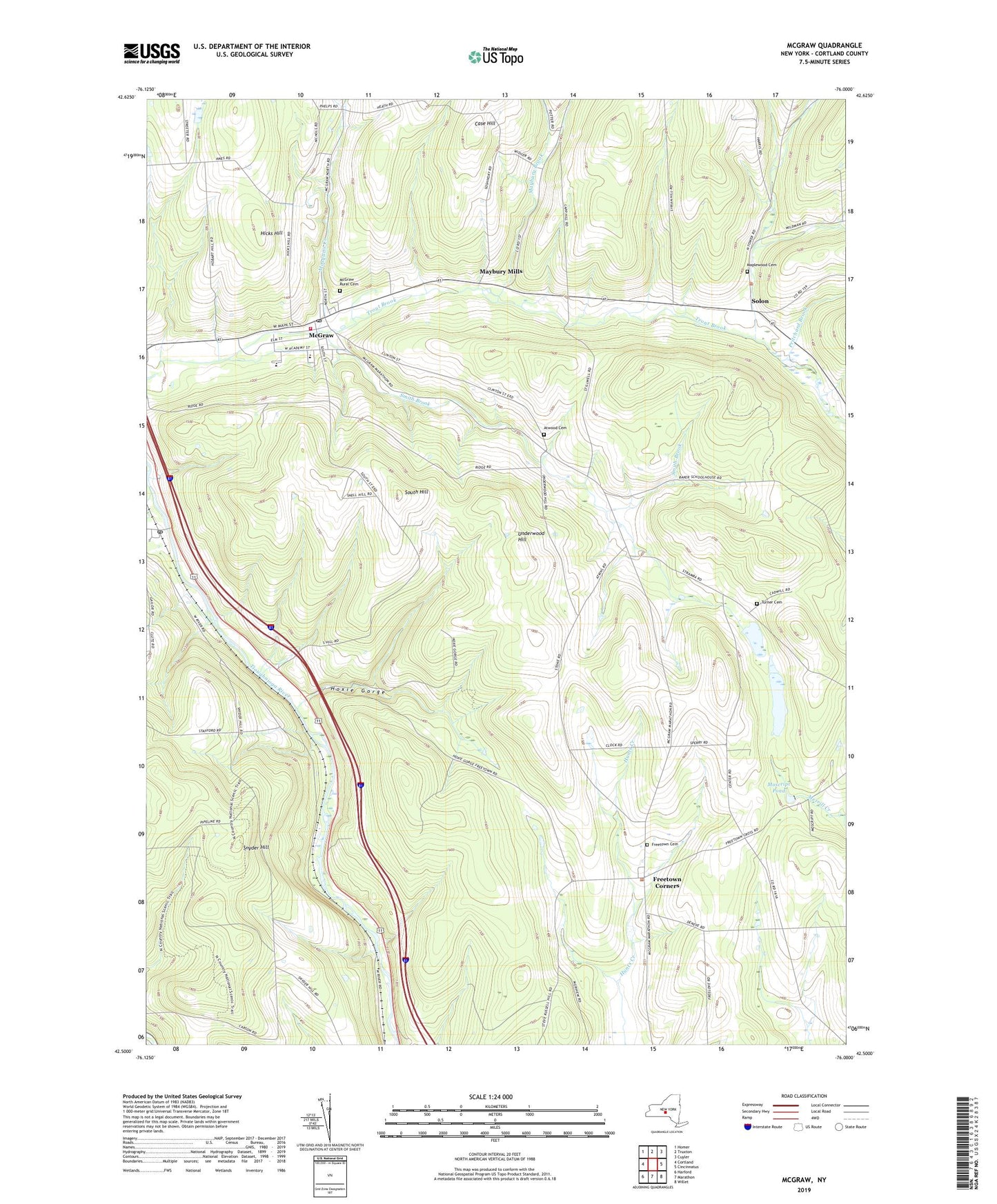 McGraw New York US Topo Map Image