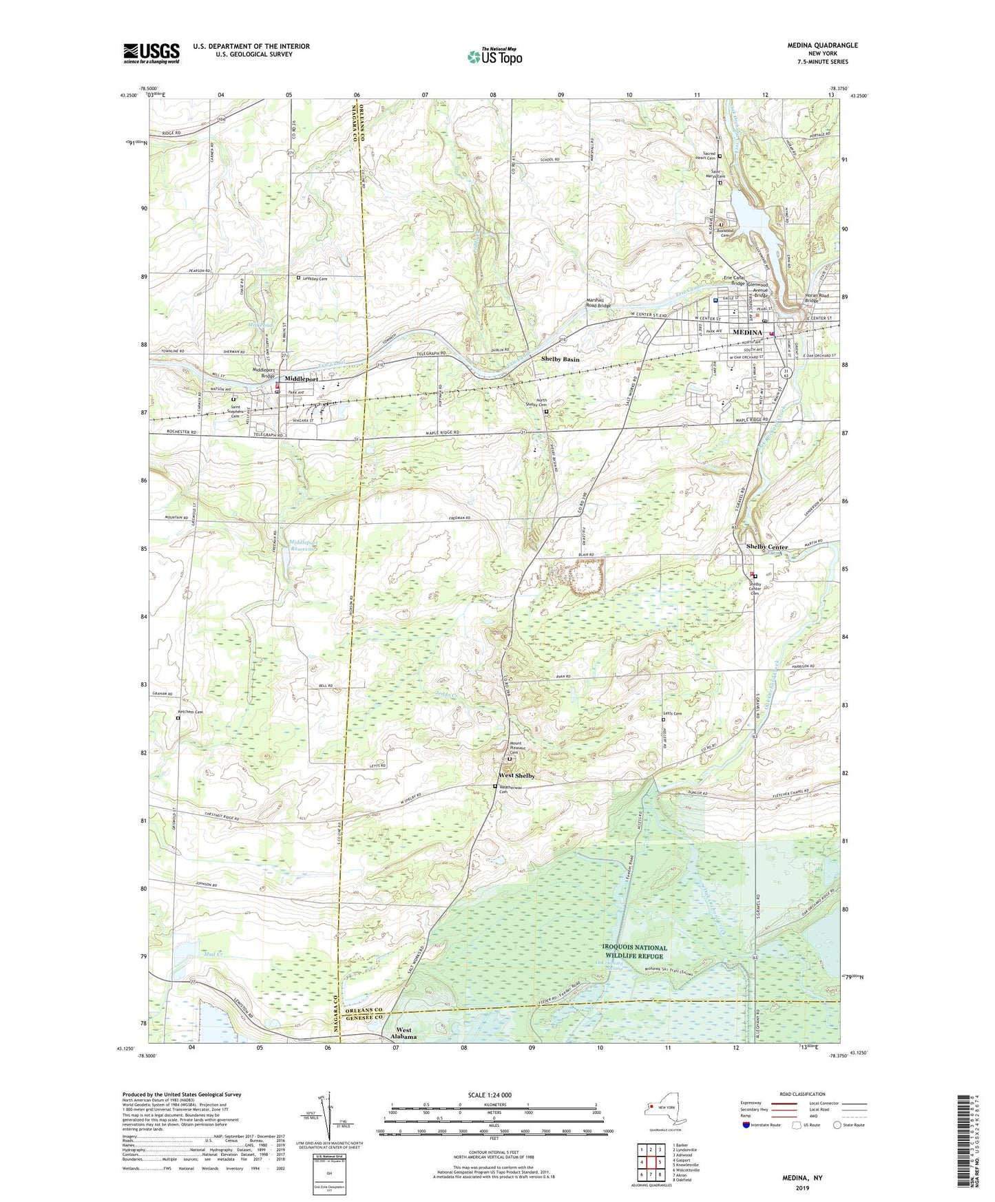 Medina New York US Topo Map Image