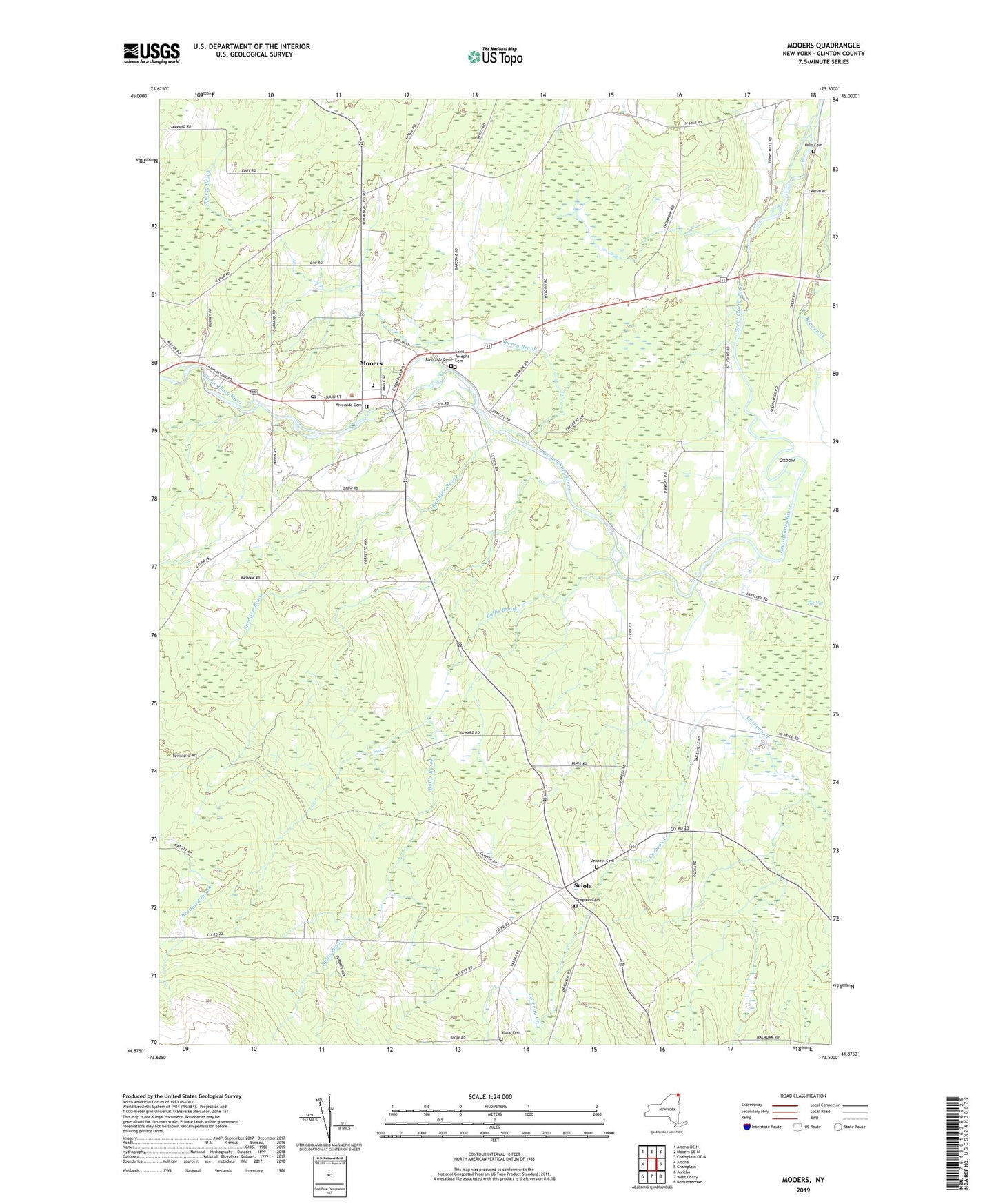 Mooers New York US Topo Map Image