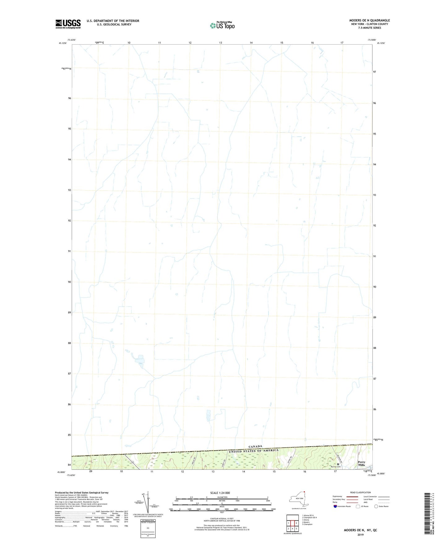 Mooers OE N New York US Topo Map Image