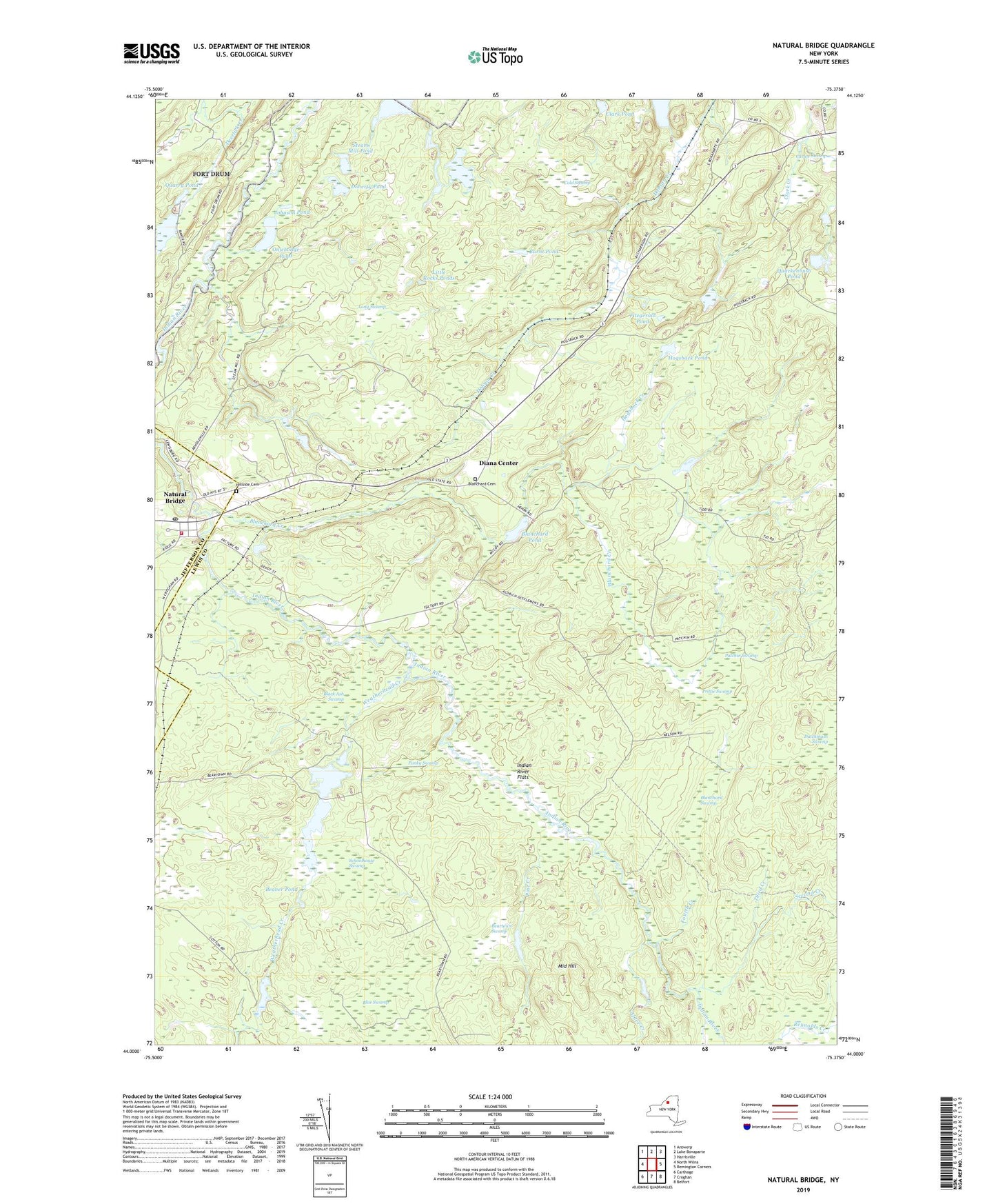 Natural Bridge New York US Topo Map Image