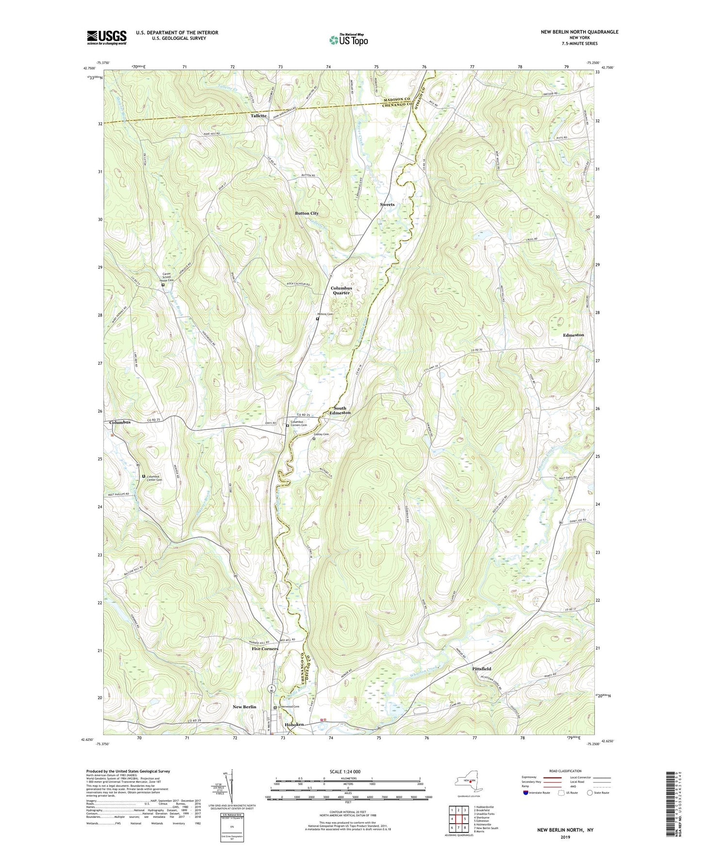 New Berlin North New York US Topo Map Image
