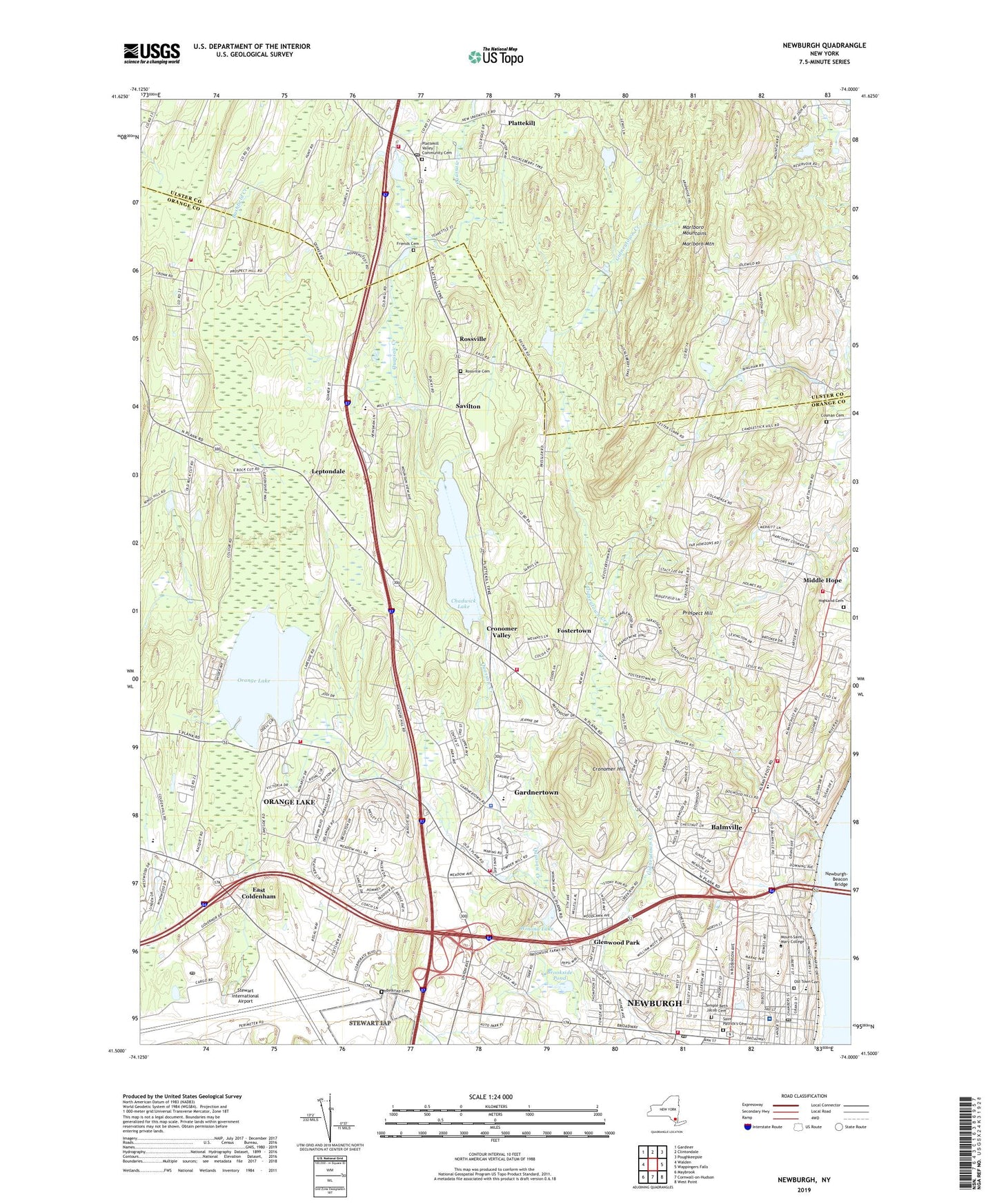 Newburgh New York US Topo Map Image