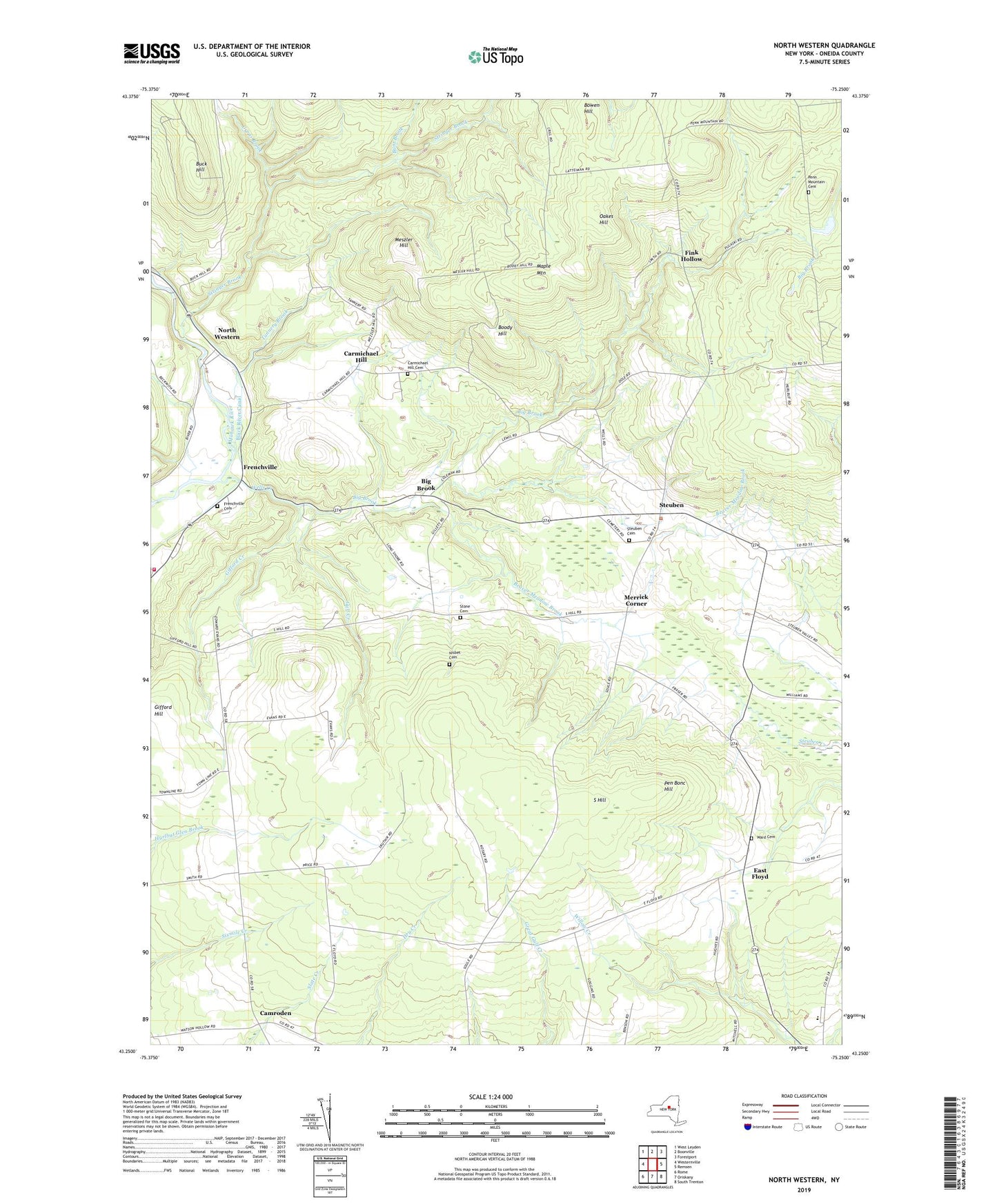 North Western New York US Topo Map Image