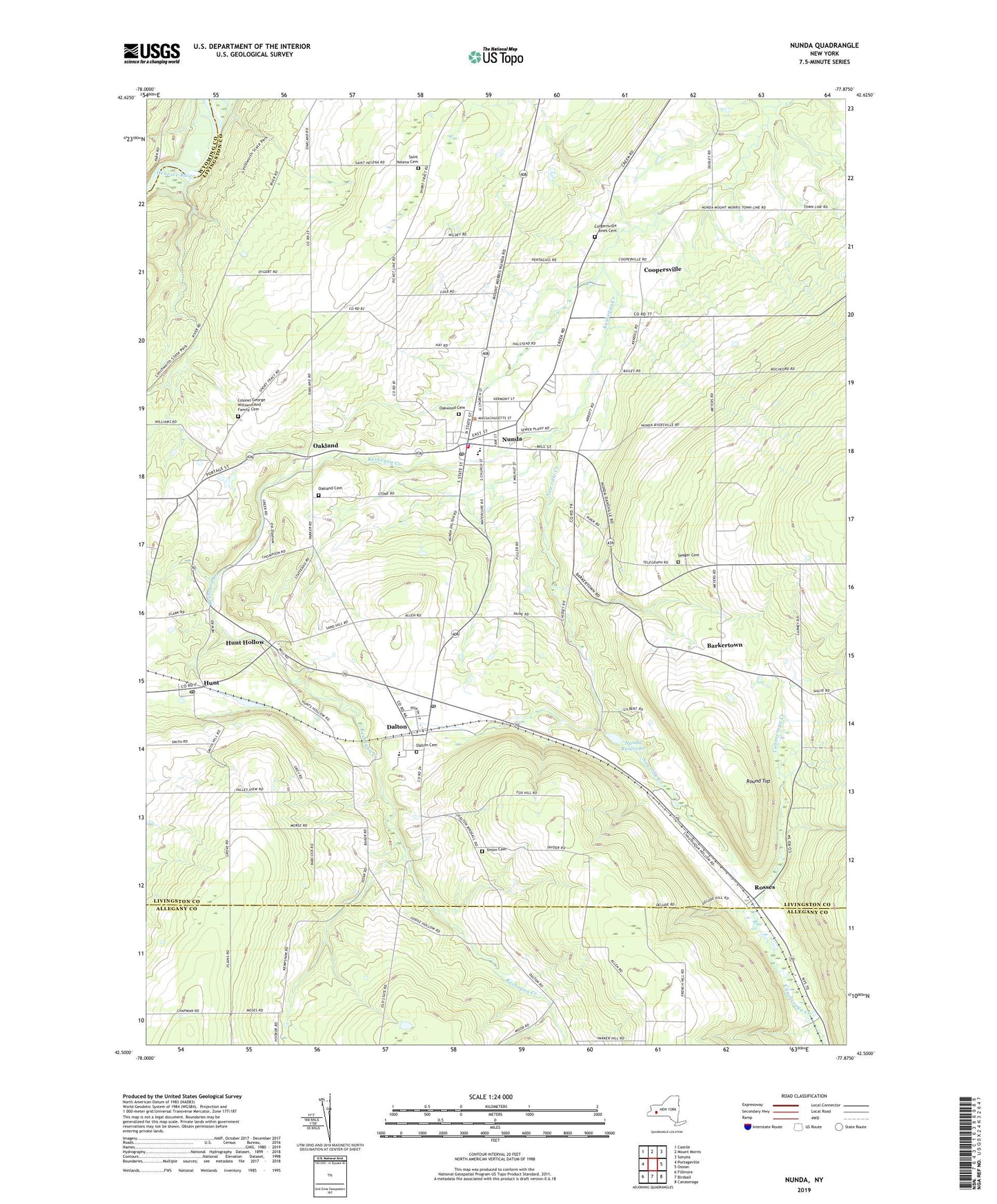 Nunda New York US Topo Map Image
