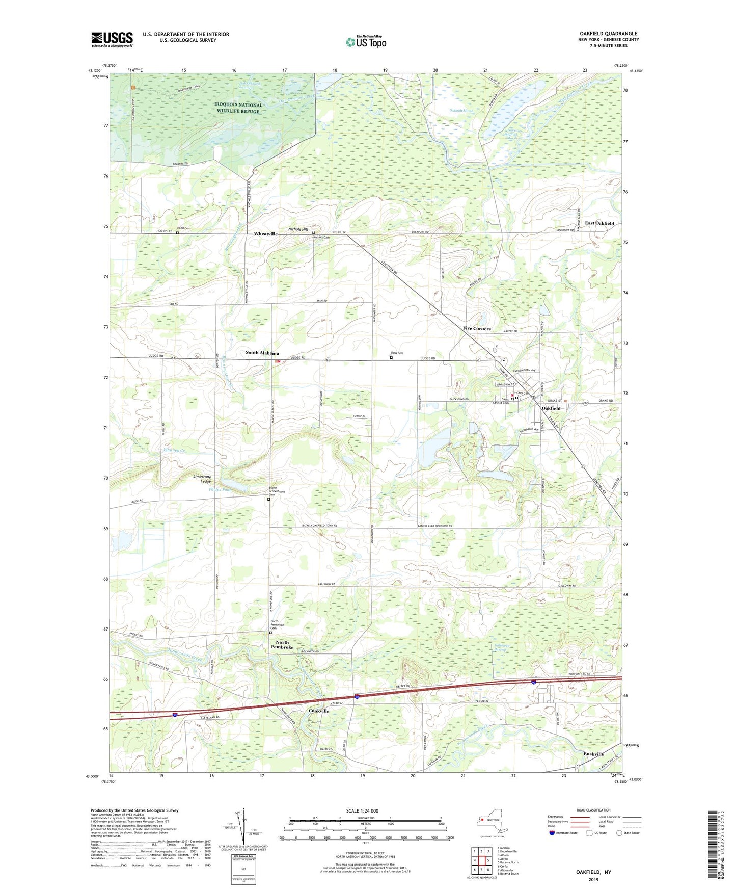 Oakfield New York US Topo Map Image
