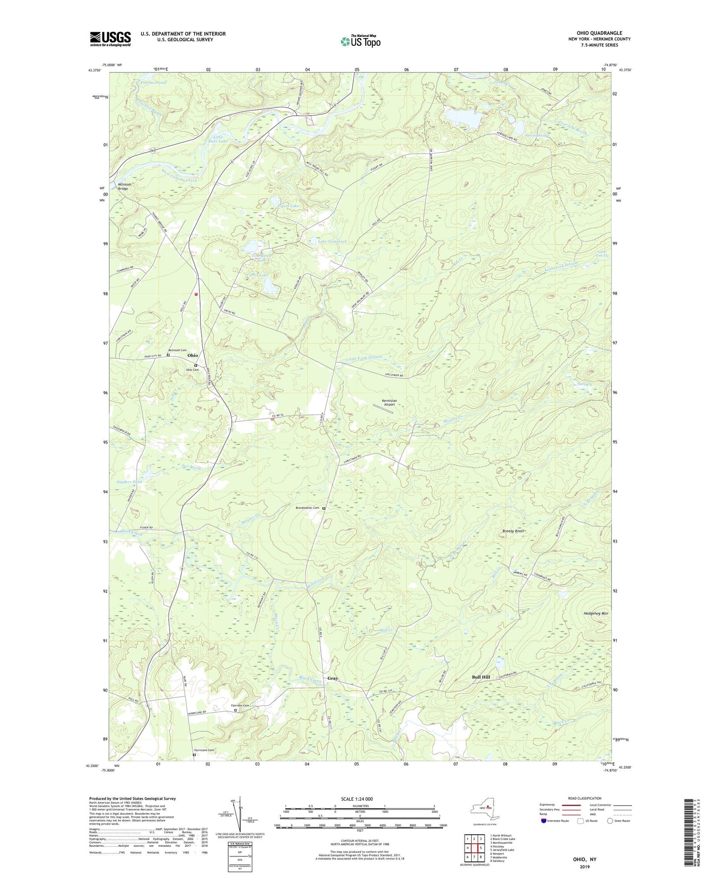 Ohio New York US Topo Map Image