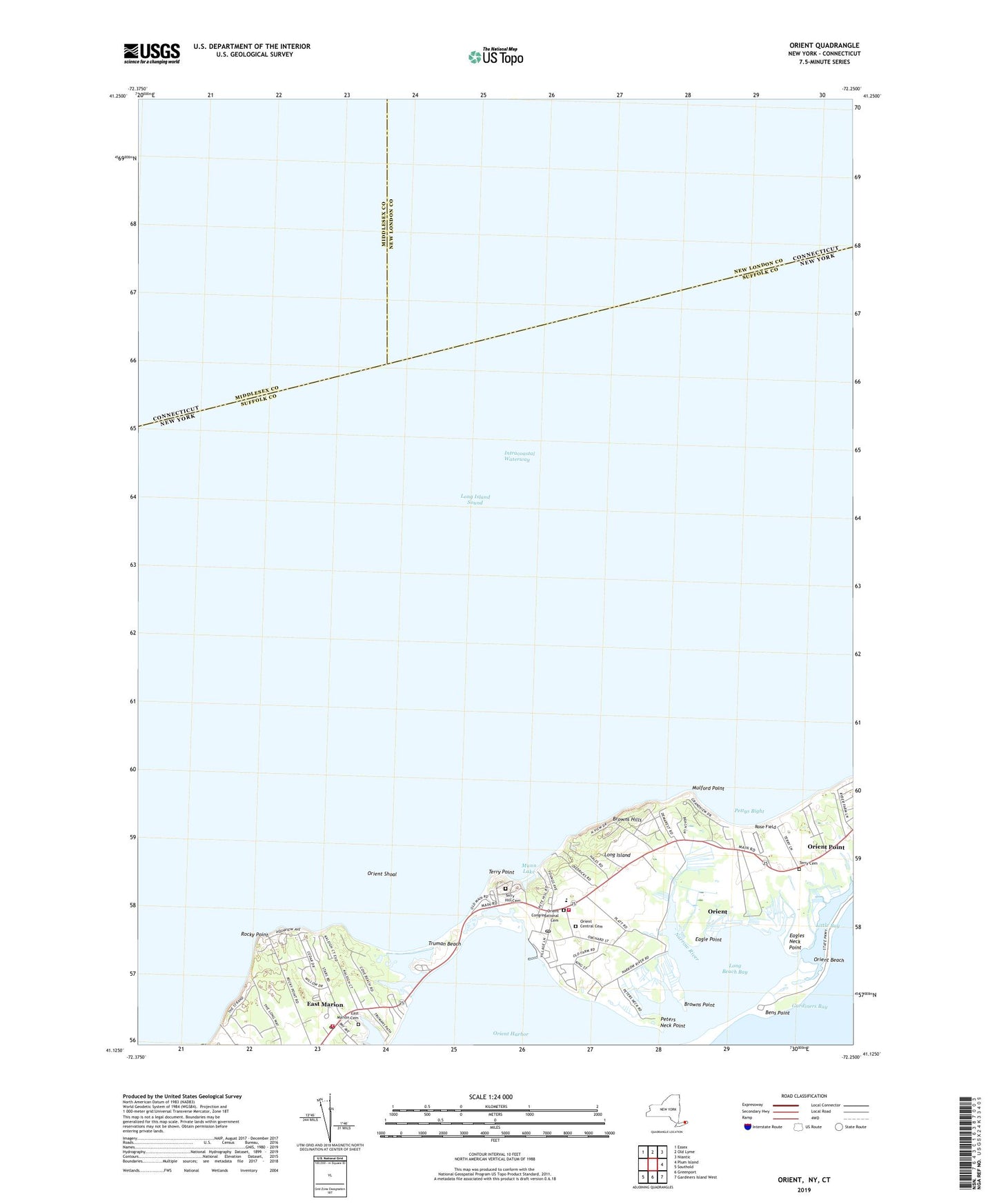 Orient New York US Topo Map Image