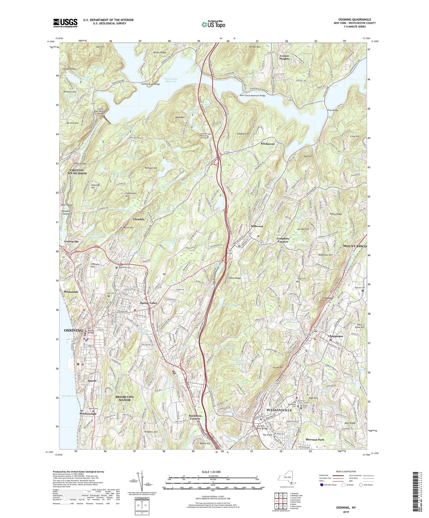 Ossining New York US Topo Map Image