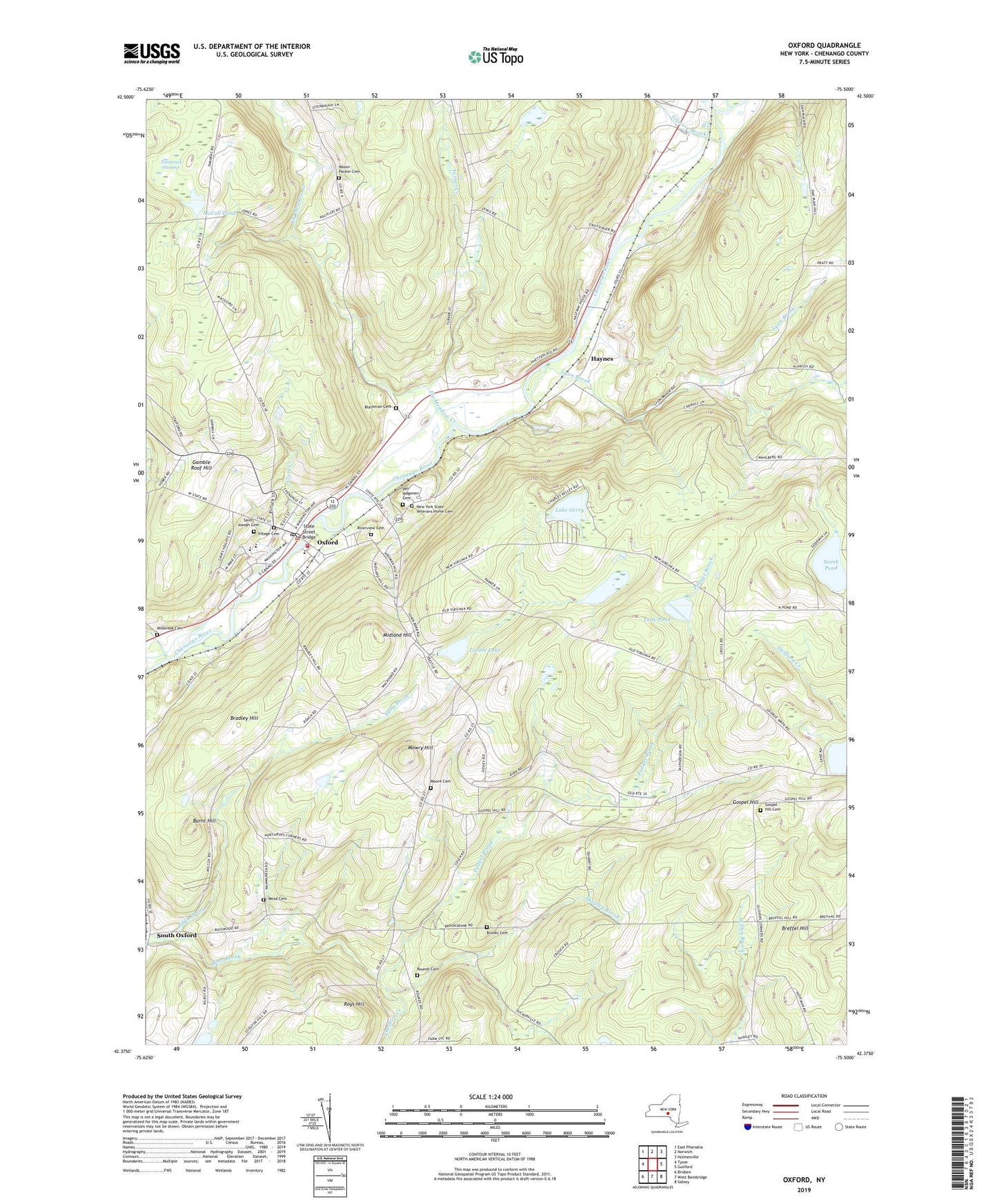 Oxford New York US Topo Map Image