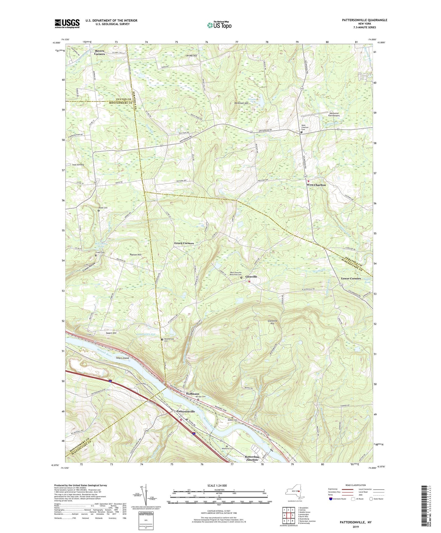 Pattersonville New York US Topo Map Image