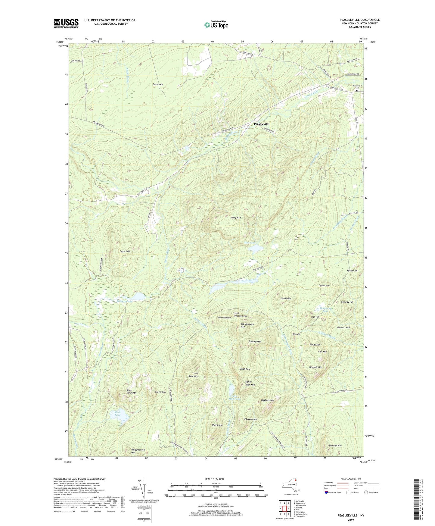 Peasleeville New York US Topo Map Image