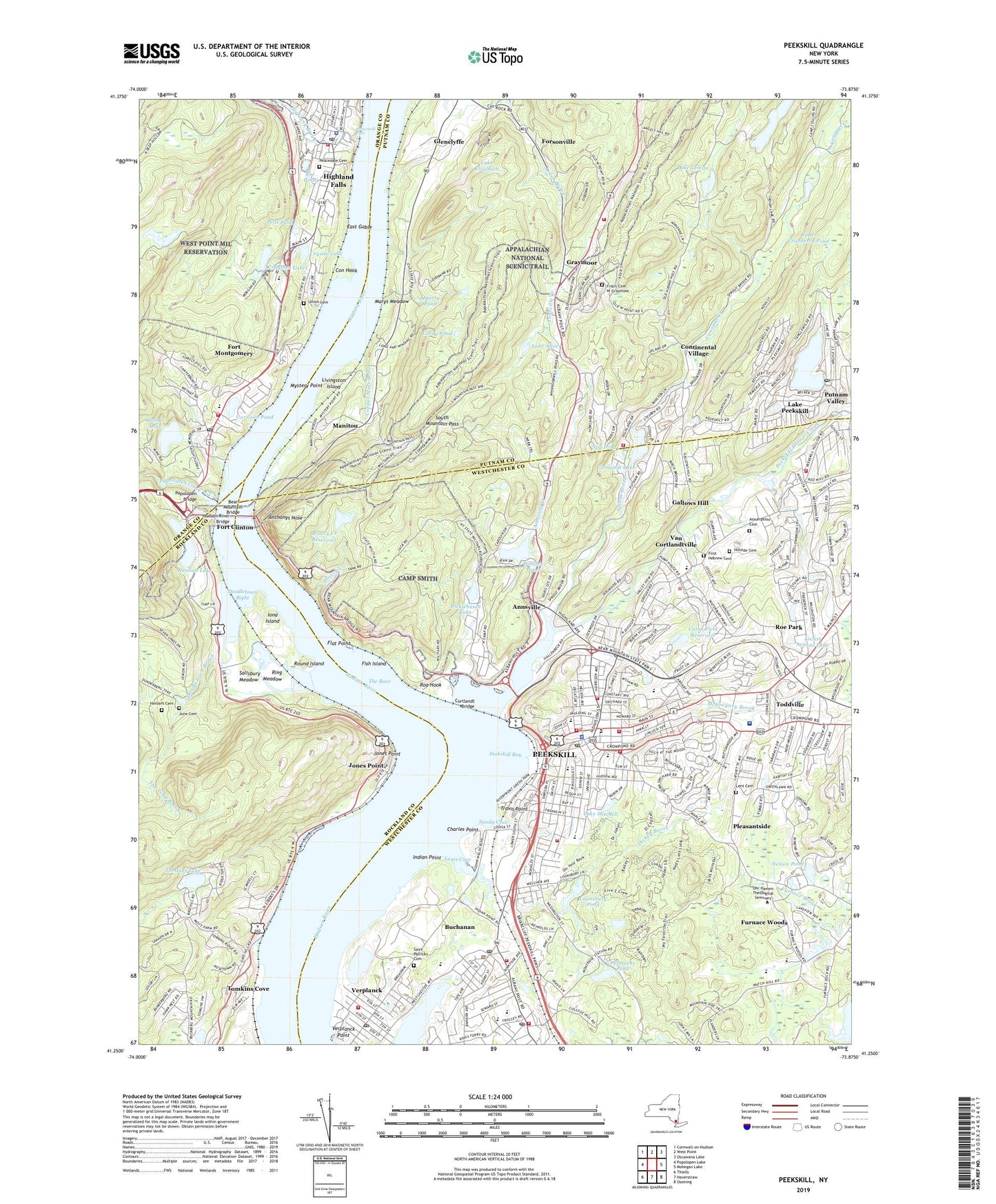 Peekskill New York US Topo Map Image