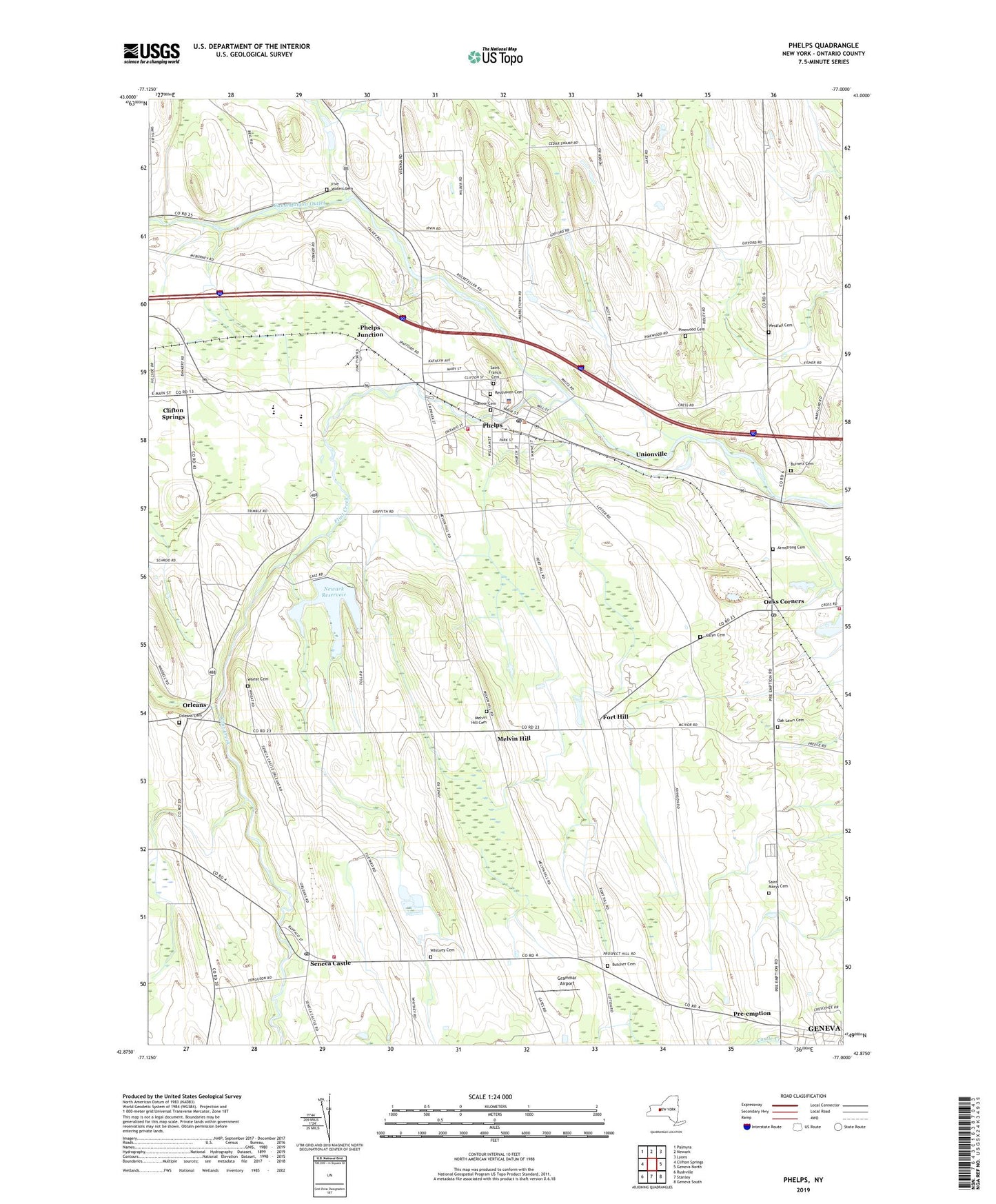 Phelps New York US Topo Map Image