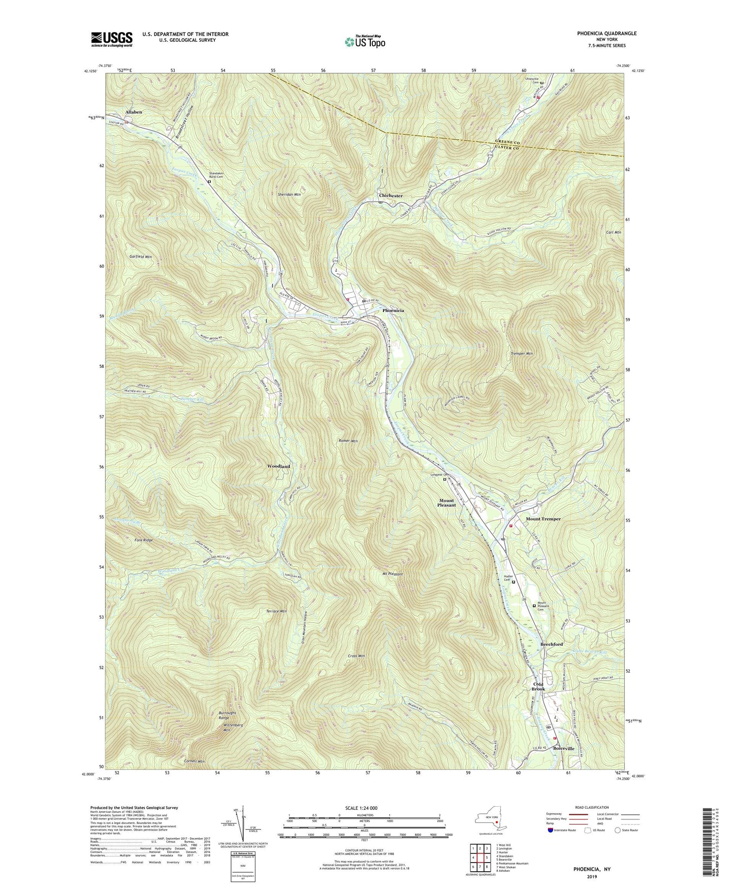 Phoenicia New York US Topo Map Image
