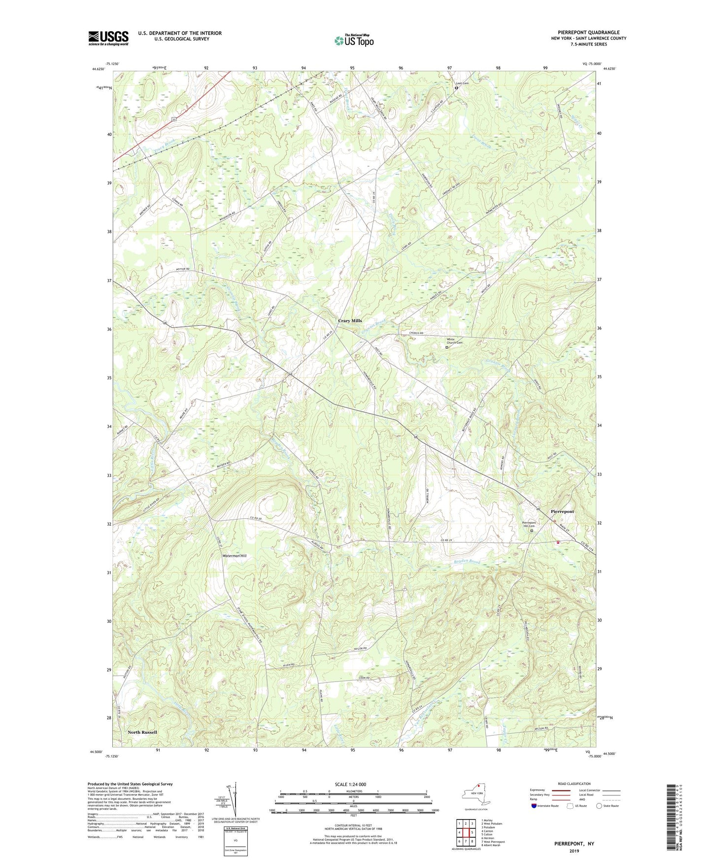 Pierrepont New York US Topo Map Image