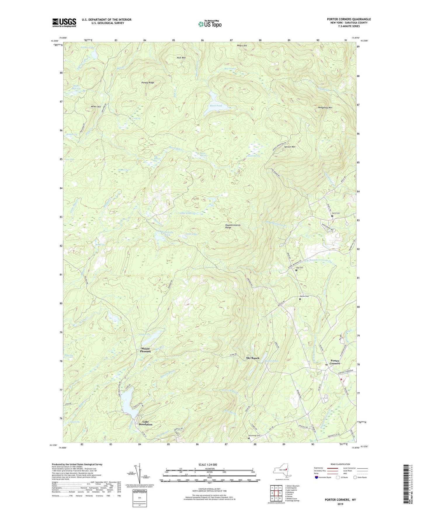 Porter Corners New York US Topo Map Image