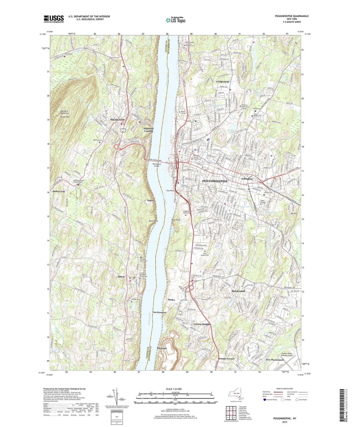 Poughkeepsie New York US Topo Map Image