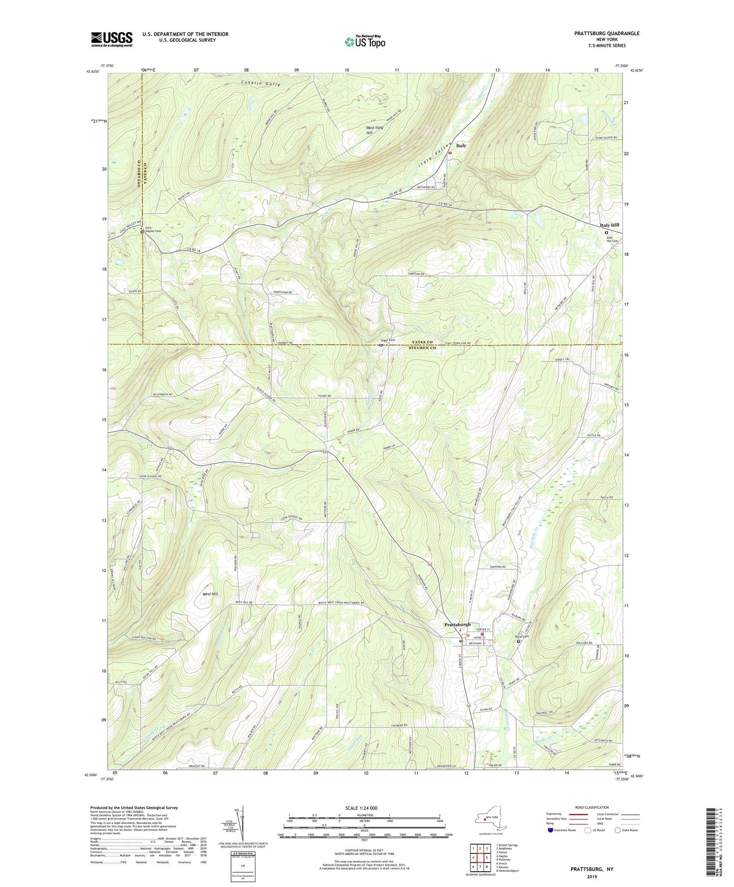 Prattsburg New York US Topo Map Image