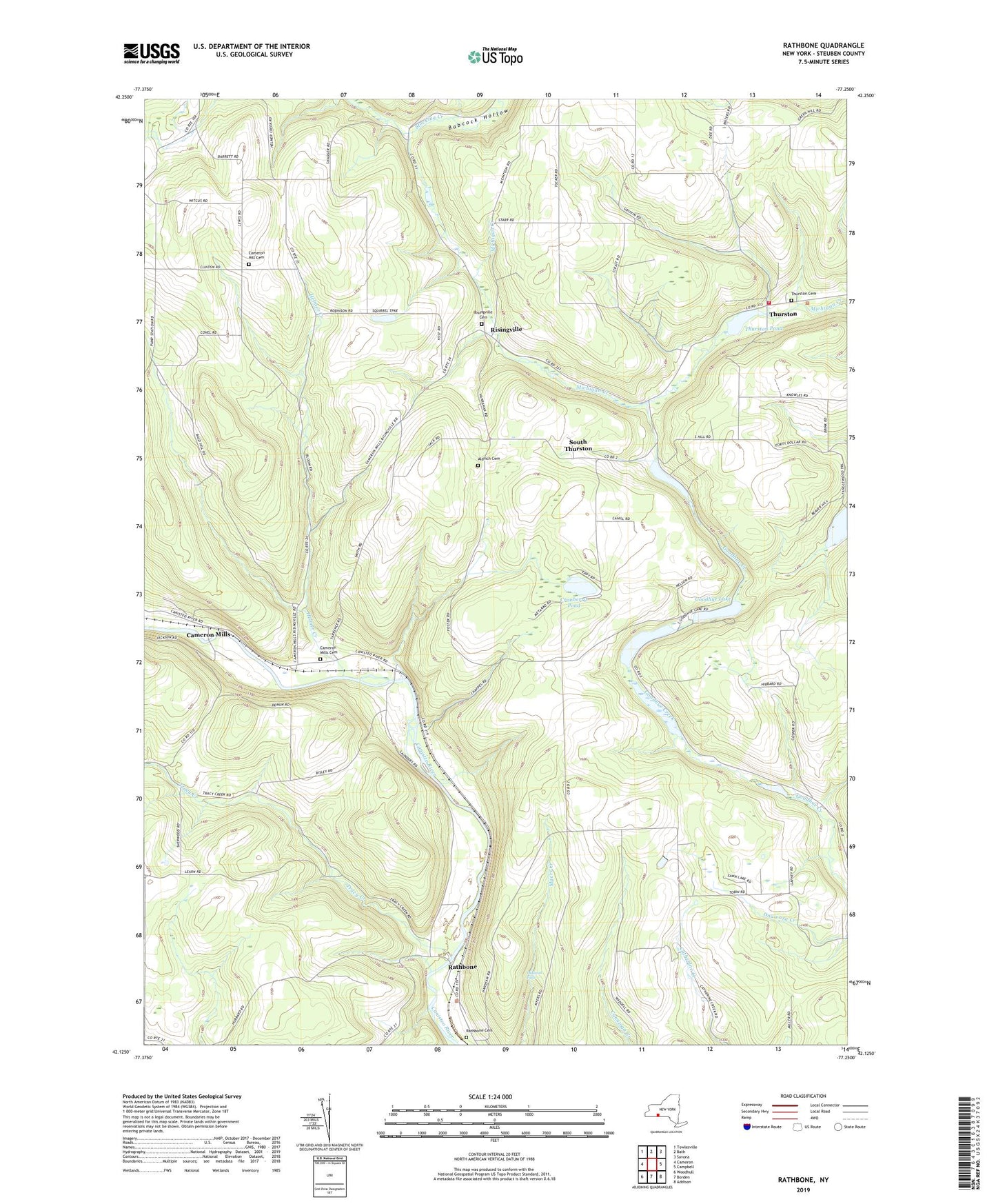 Rathbone New York US Topo Map Image