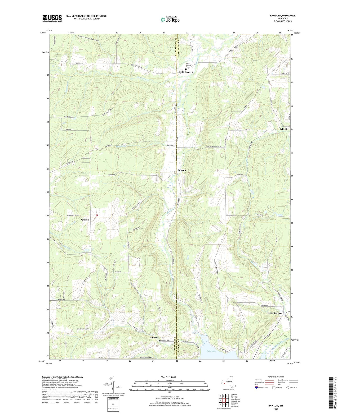 Rawson New York US Topo Map Image