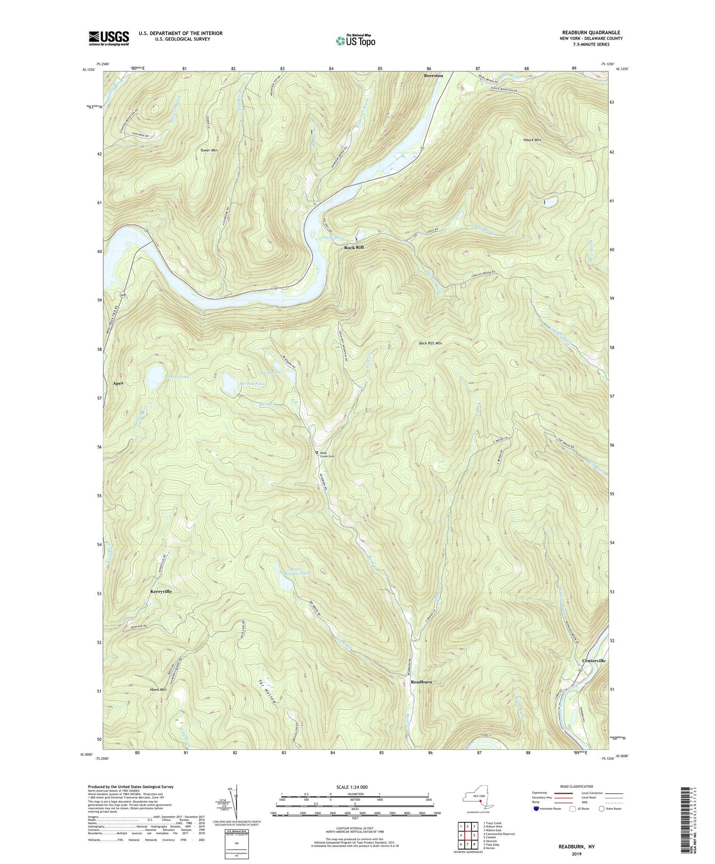Readburn New York US Topo Map Image