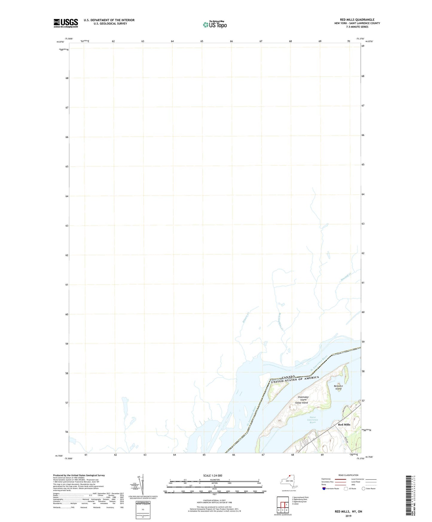 Red Mills New York US Topo Map Image