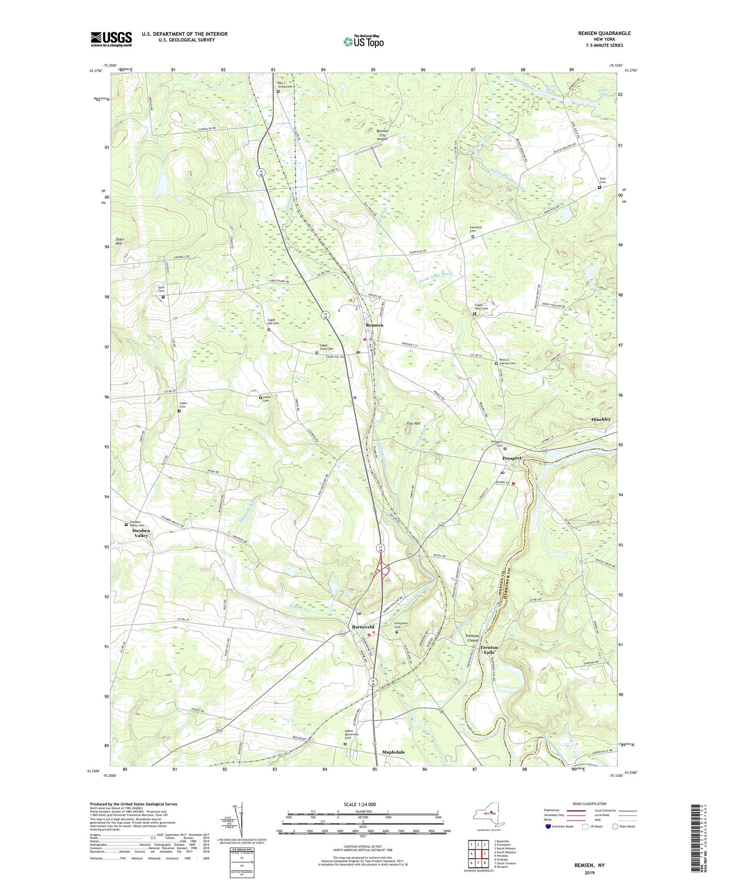 Remsen New York US Topo Map Image