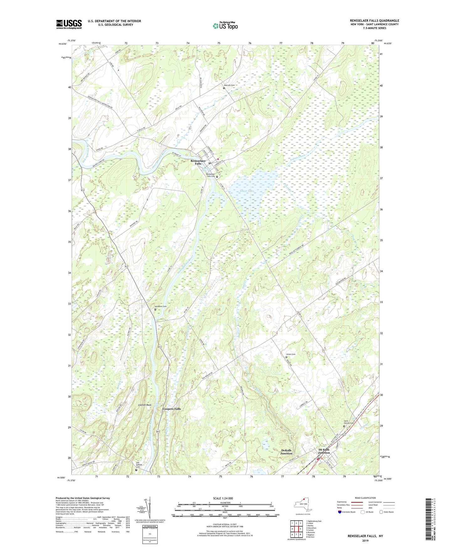 Rensselaer Falls New York US Topo Map Image