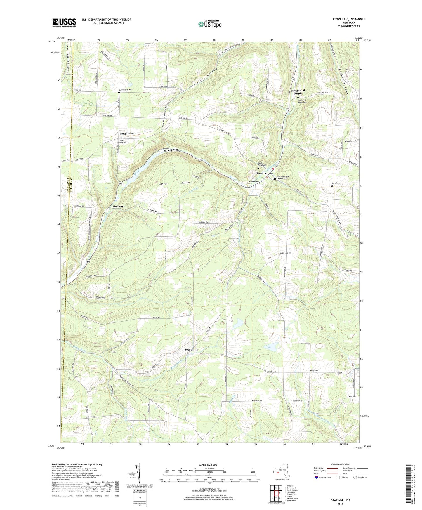 Rexville New York US Topo Map Image