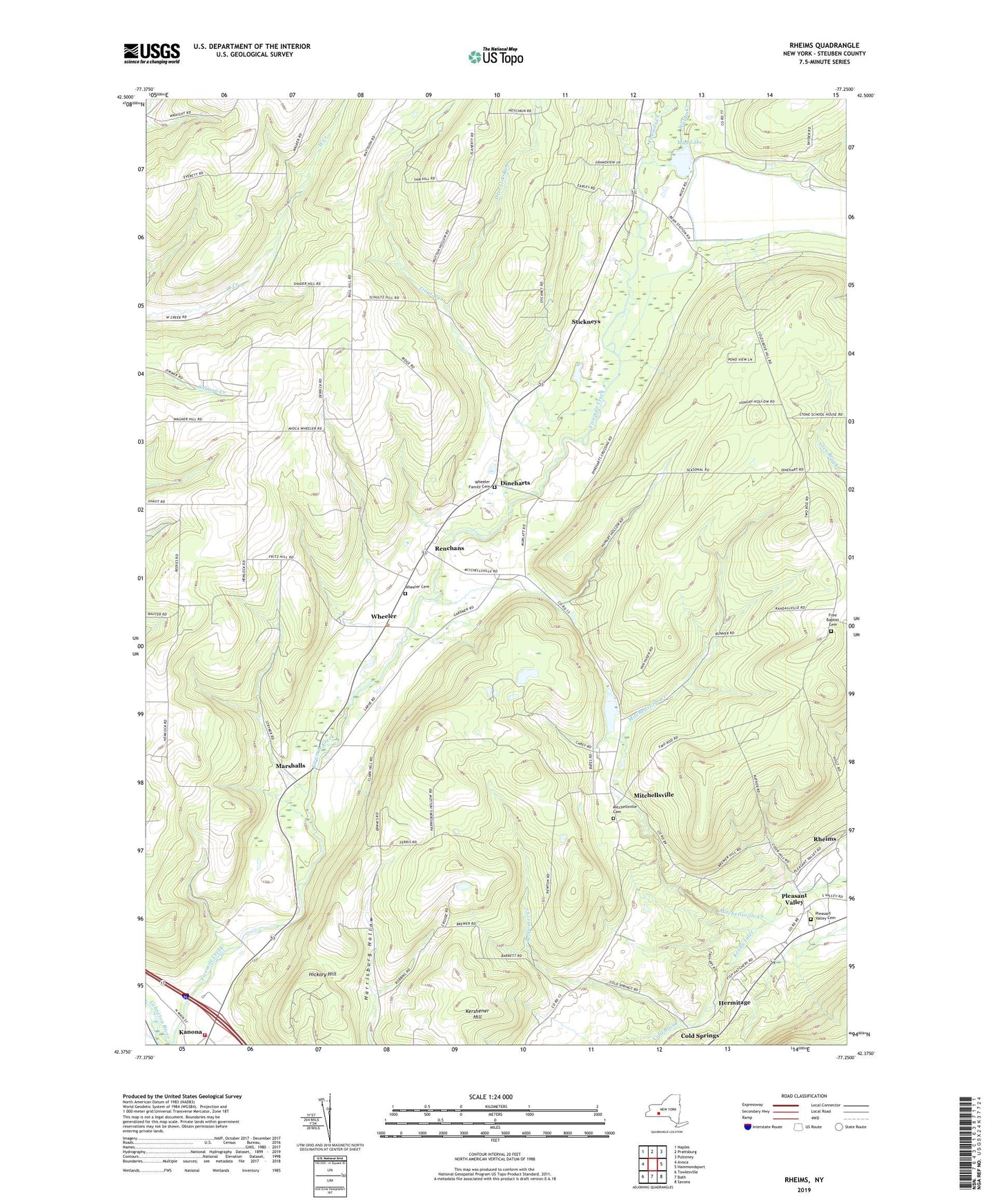 Rheims New York US Topo Map Image