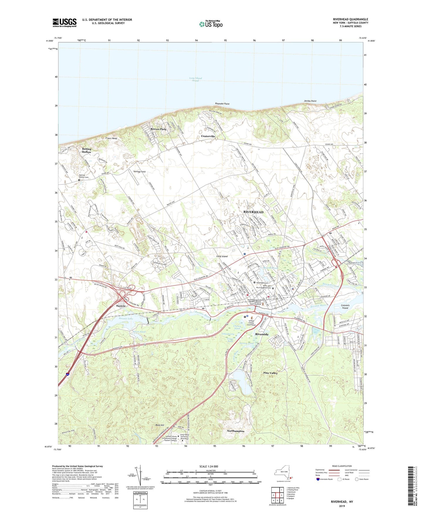 Riverhead New York US Topo Map Image