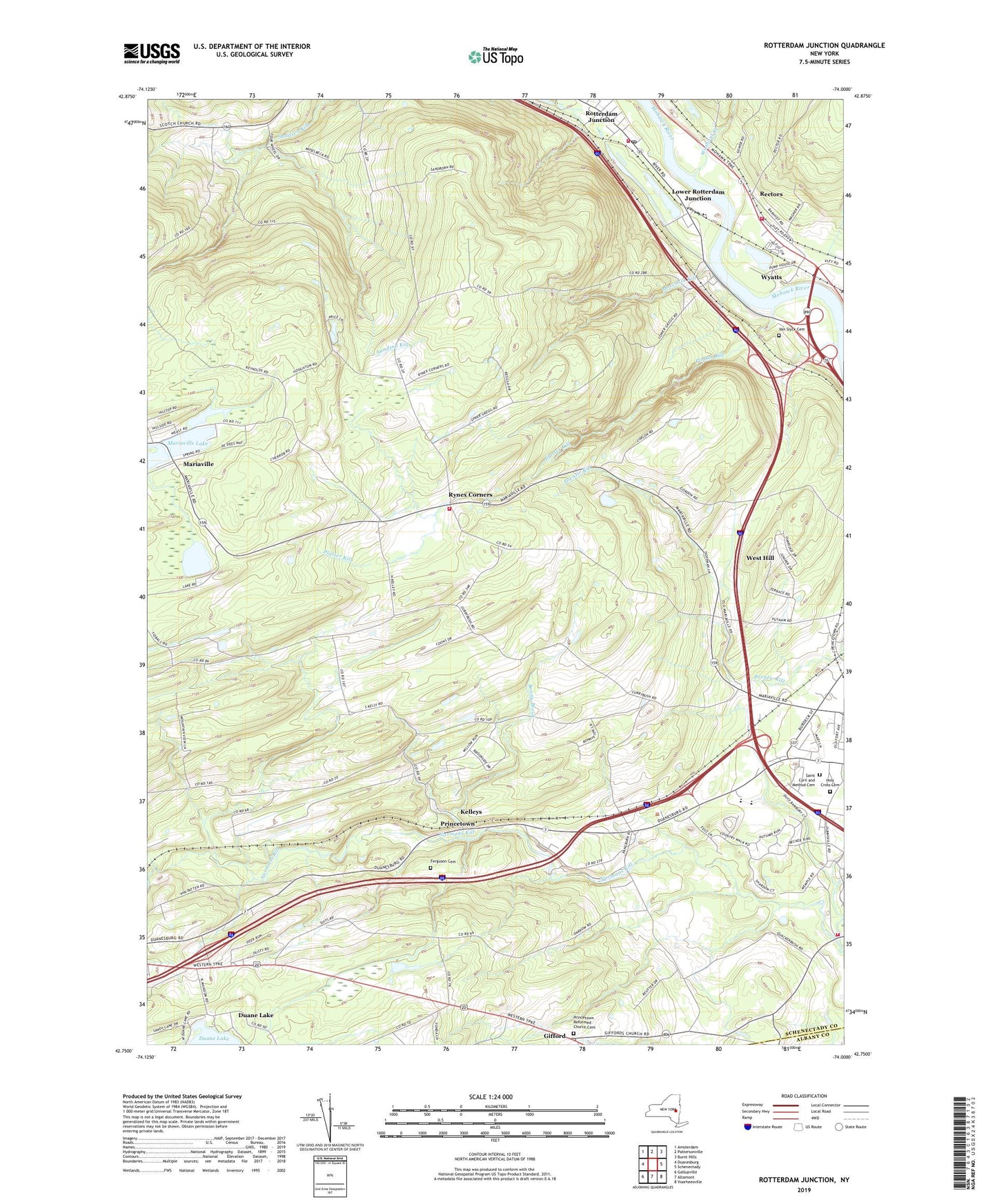 Rotterdam Junction New York US Topo Map Image