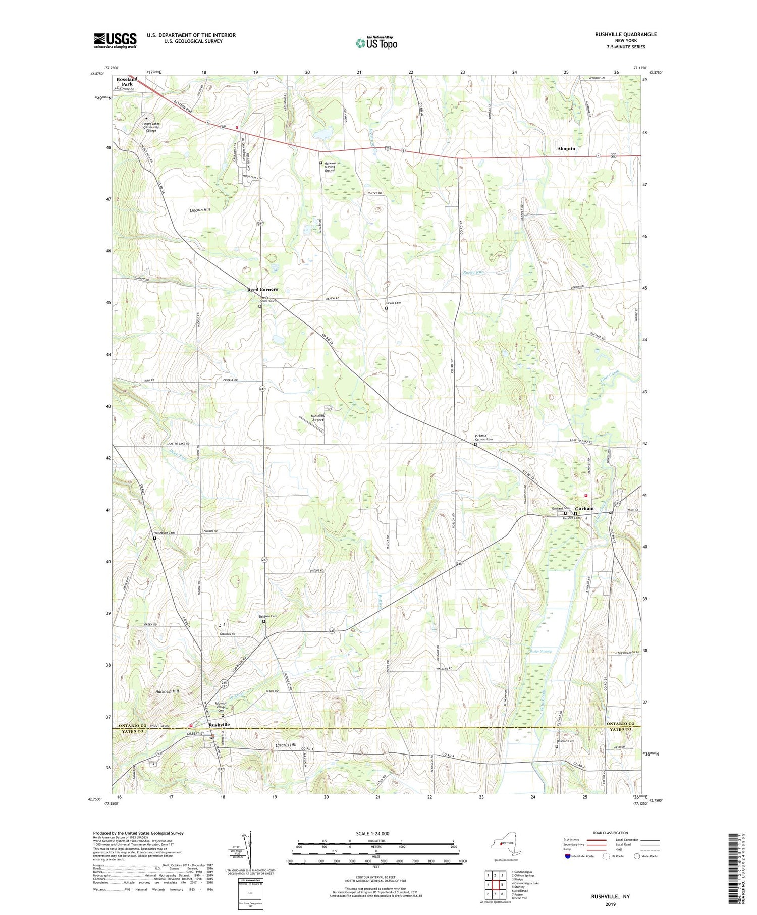 Rushville New York US Topo Map Image