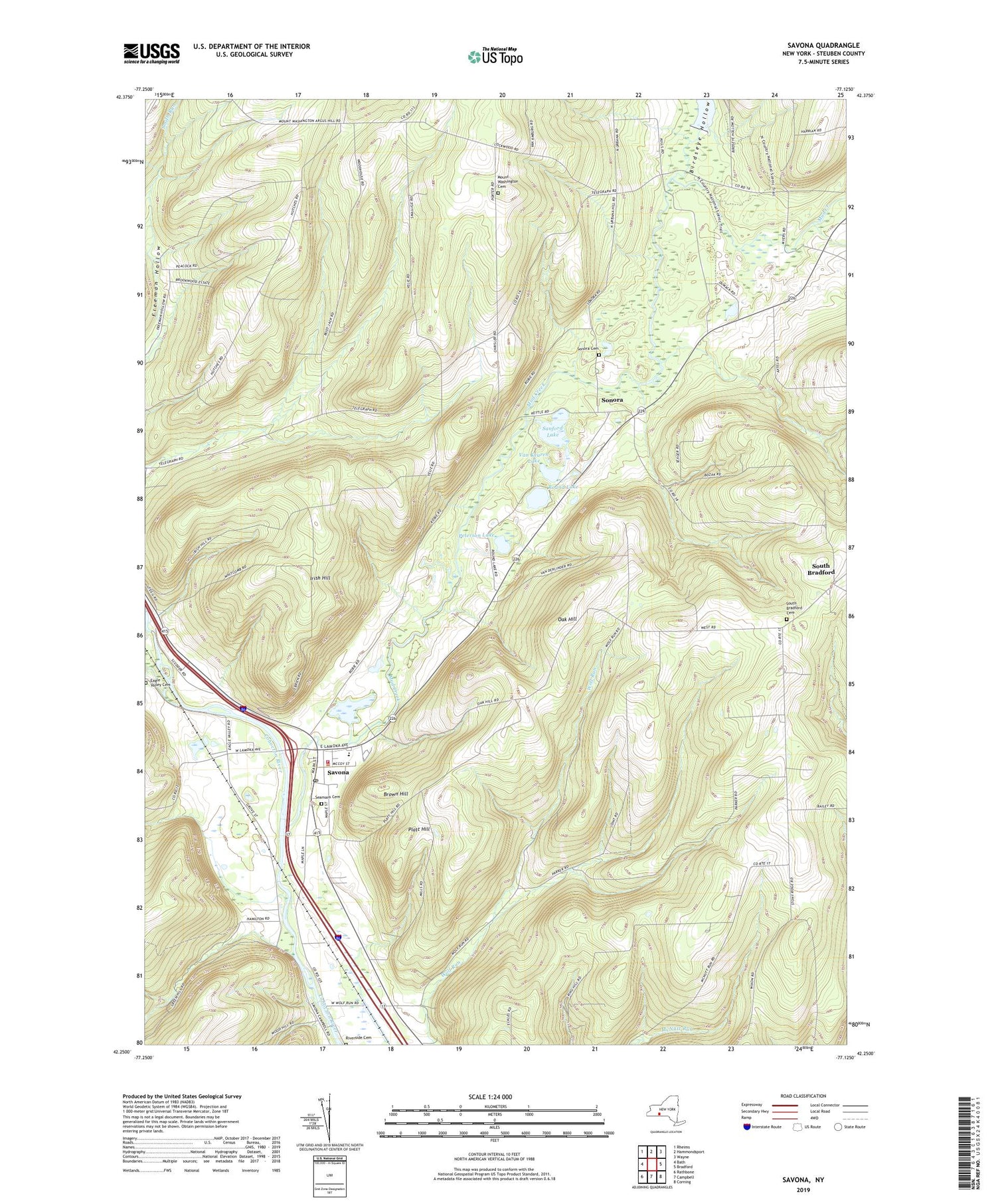 Savona New York US Topo Map Image
