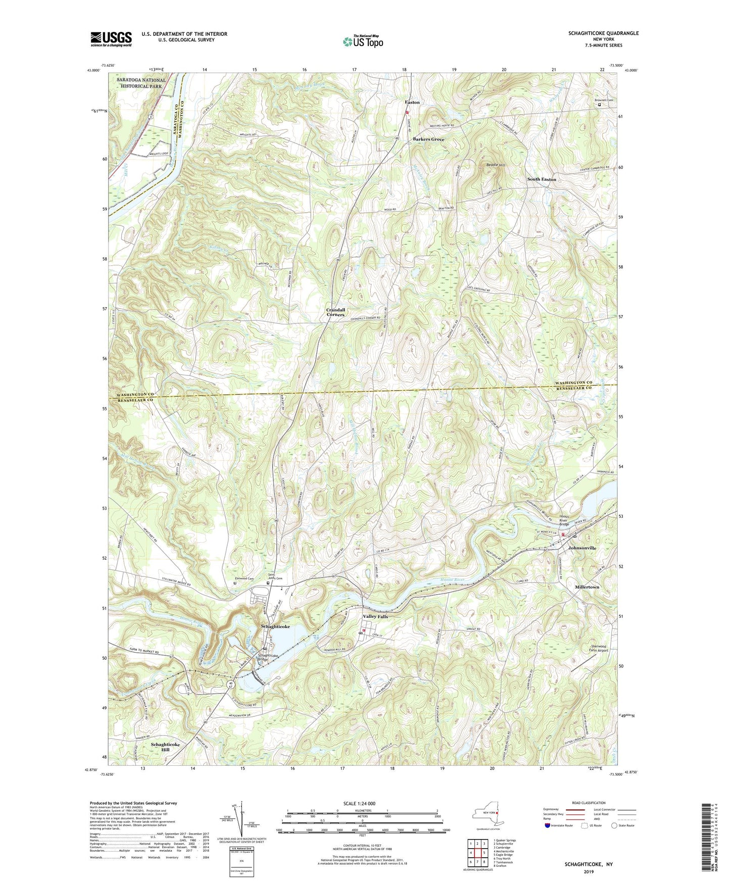 Schaghticoke New York US Topo Map Image