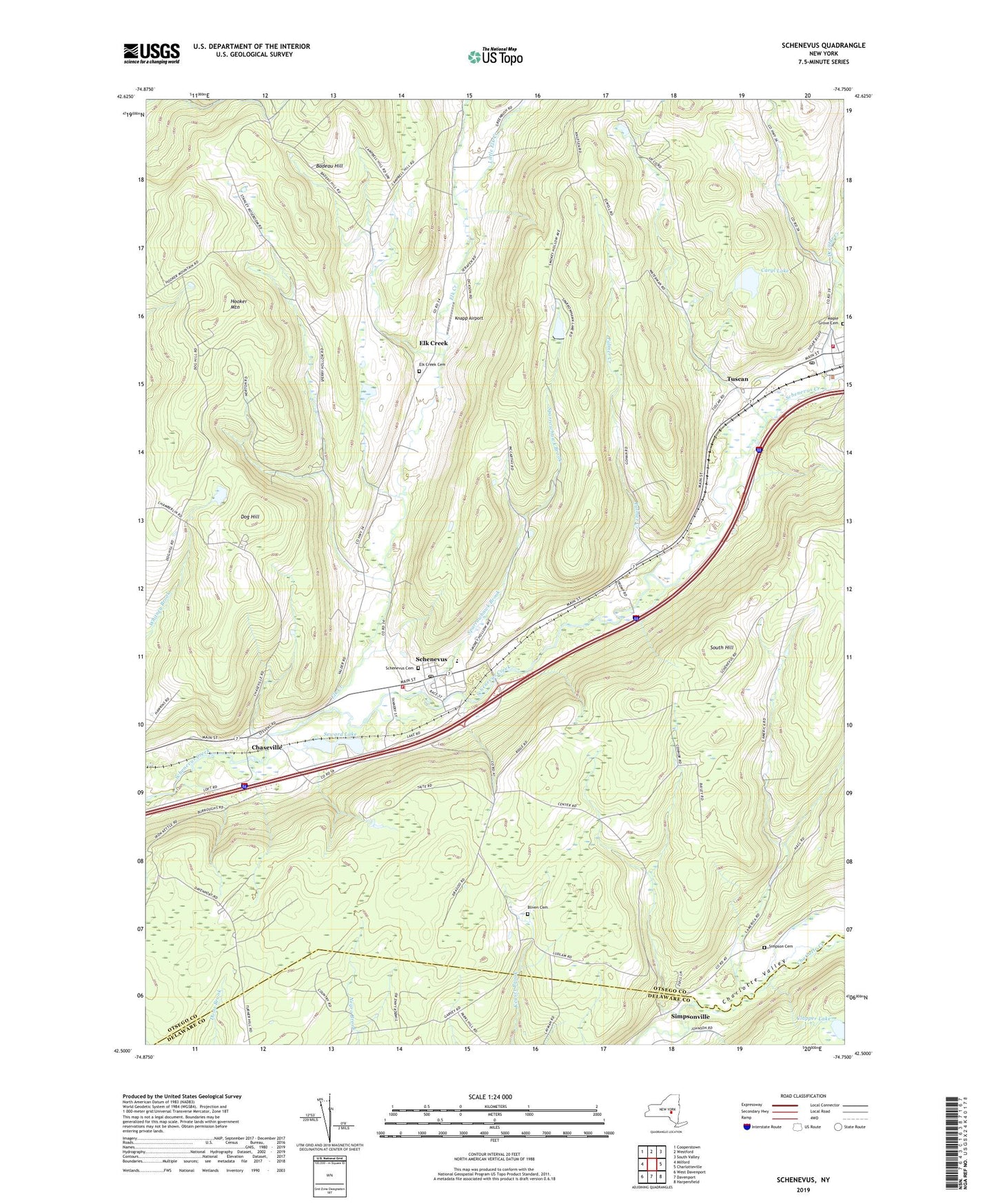 Schenevus New York US Topo Map Image