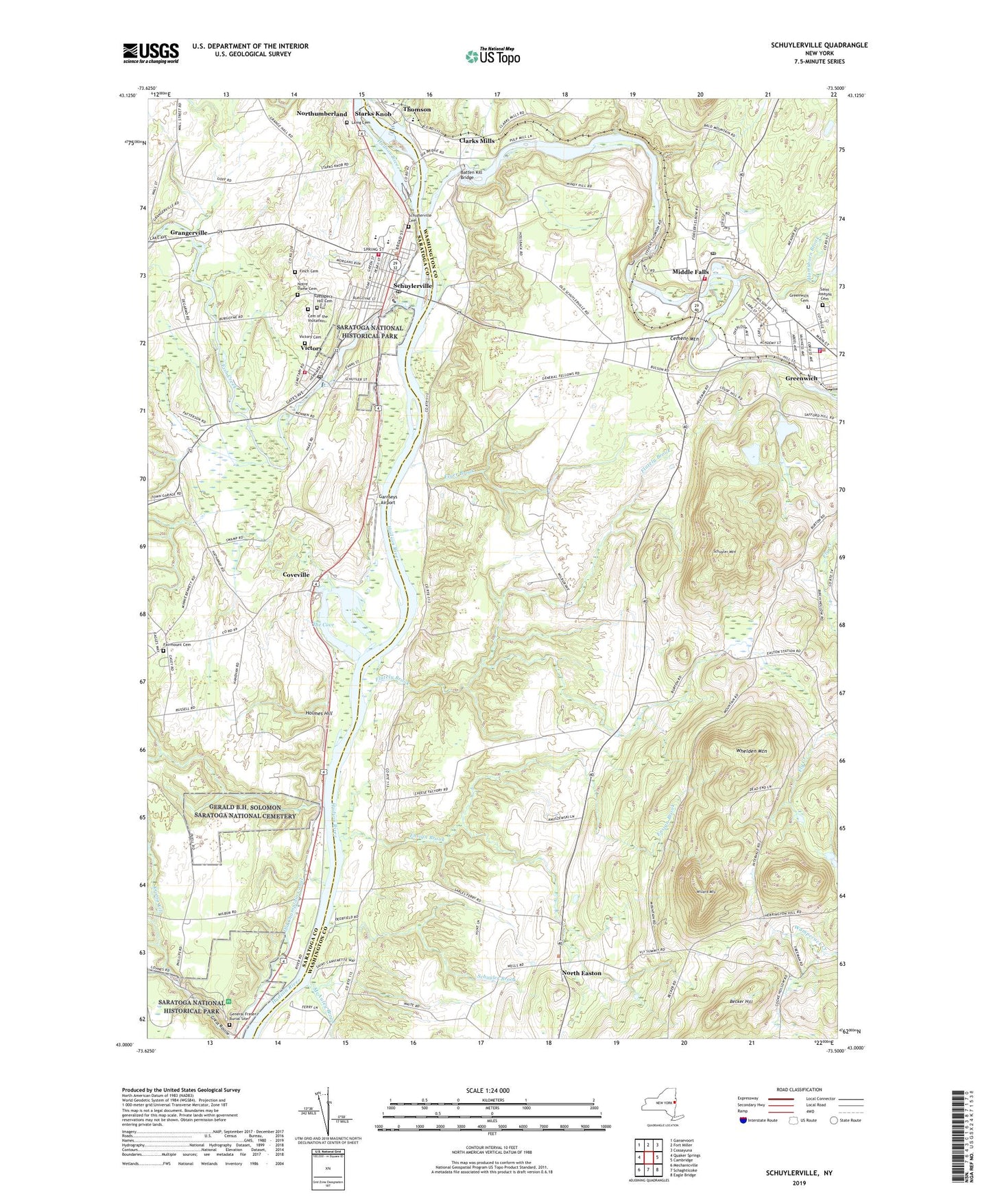 Schuylerville New York US Topo Map Image