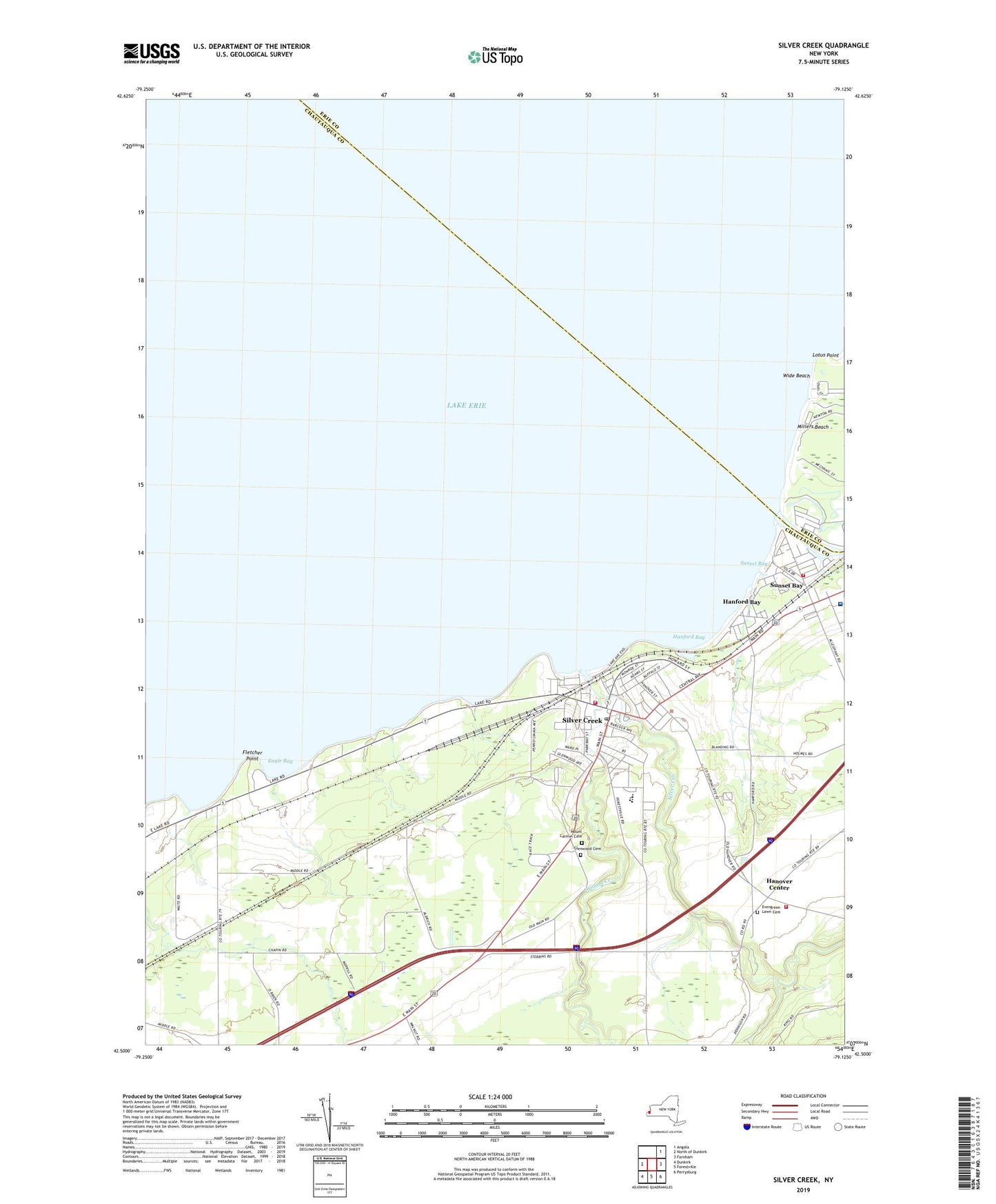Silver Creek New York US Topo Map Image