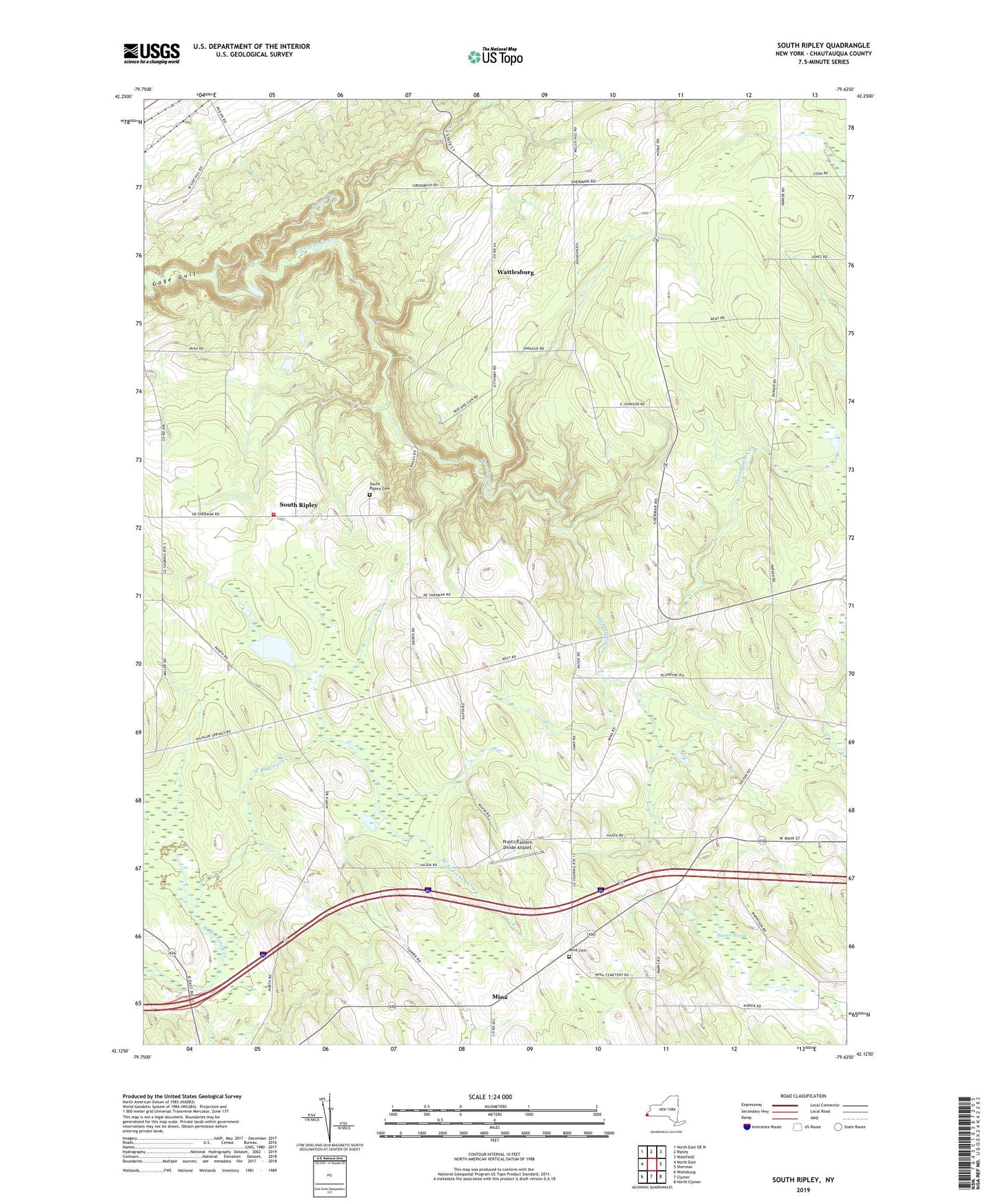 South Ripley New York US Topo Map Image