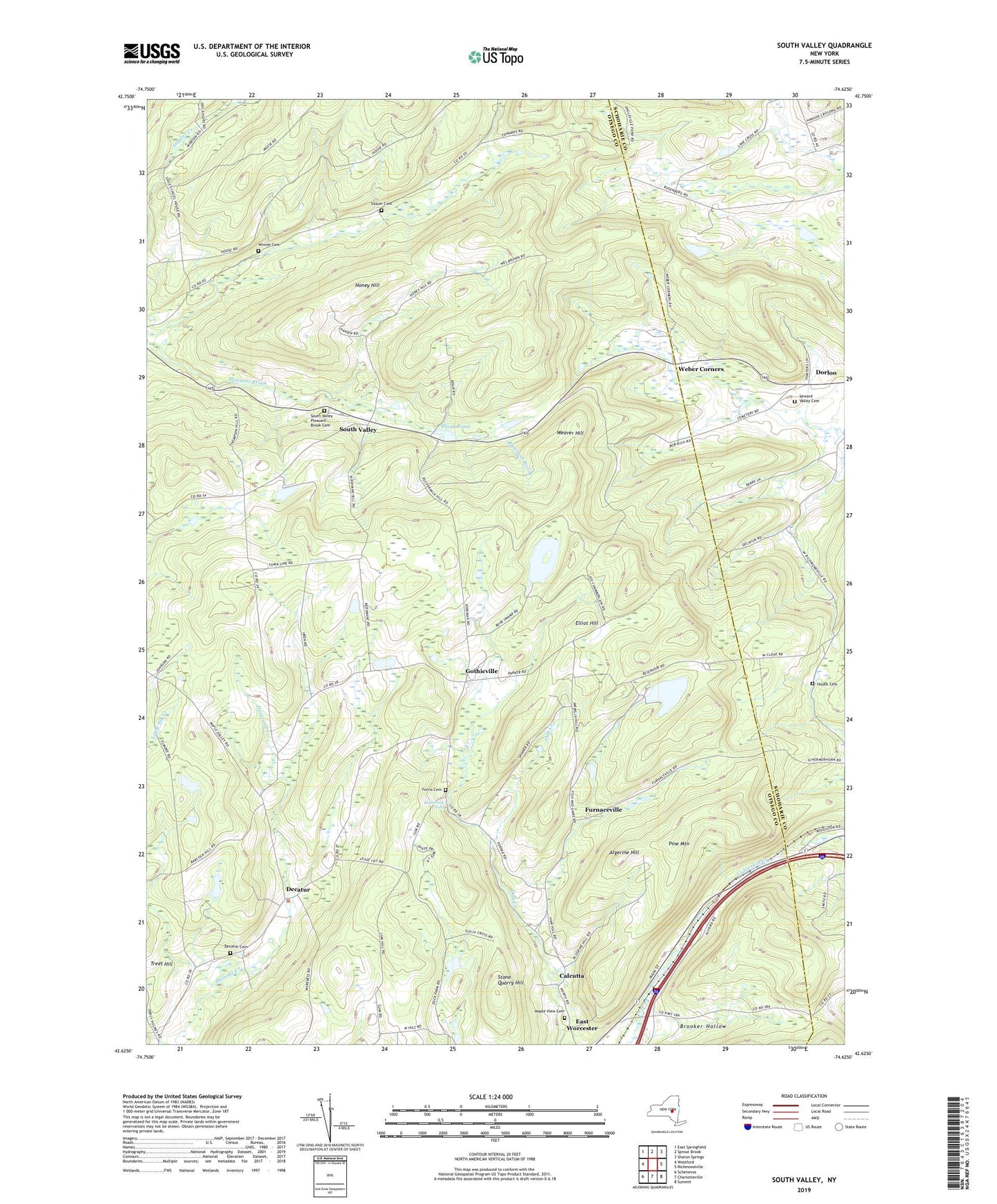 South Valley New York US Topo Map Image